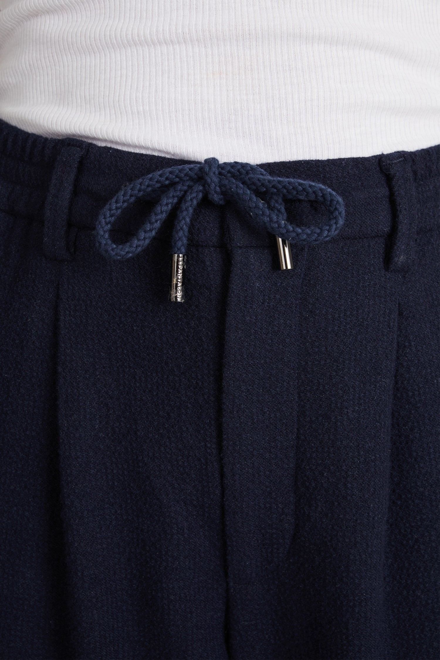 Jogpant seersucker laine bleu marine