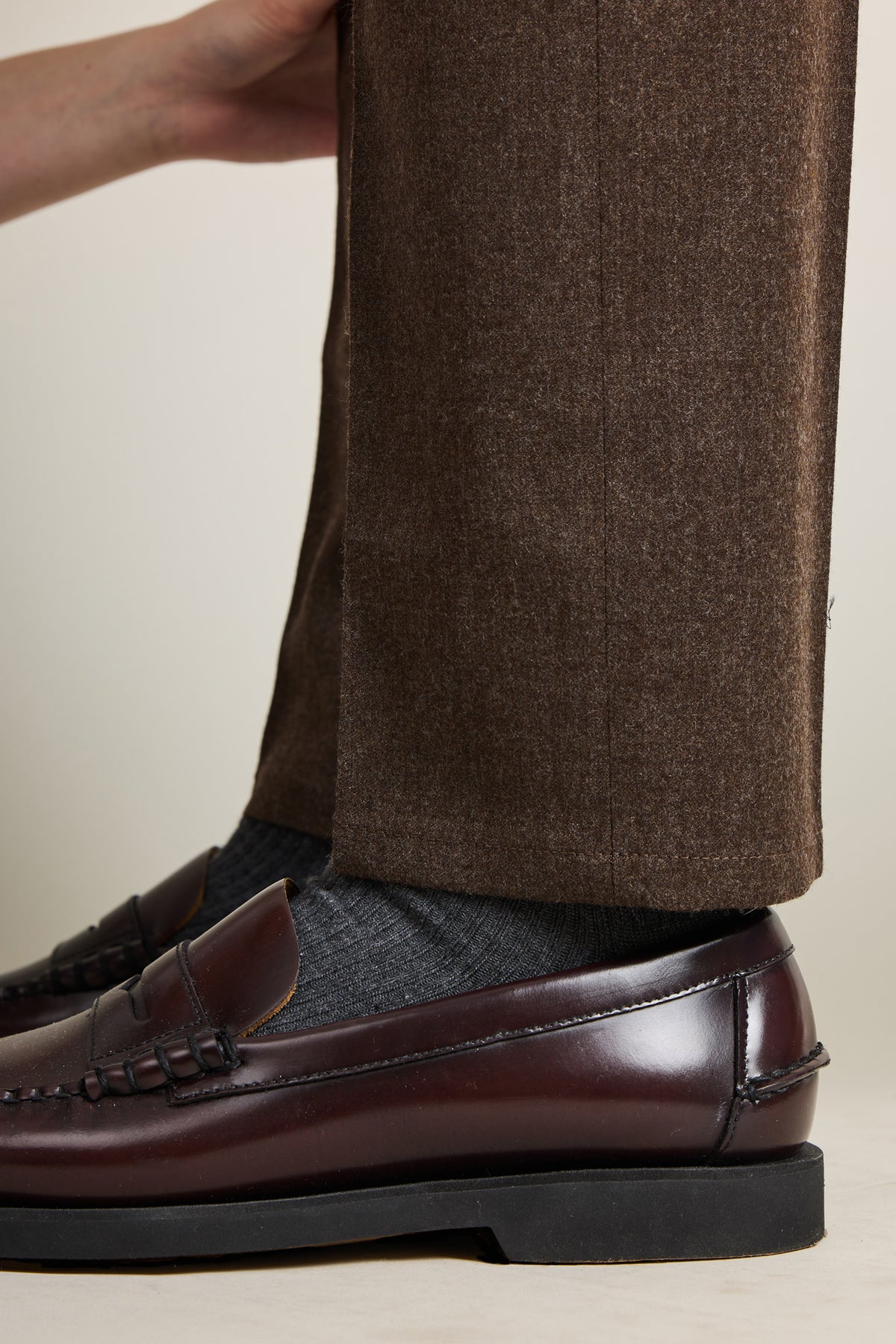 Brown stretch flannel pants