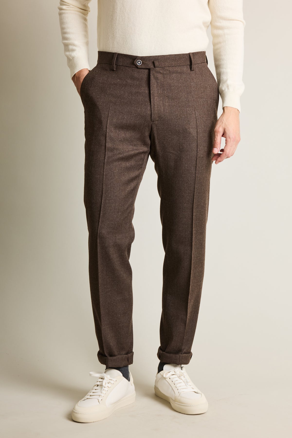 Brown stretch flannel pants