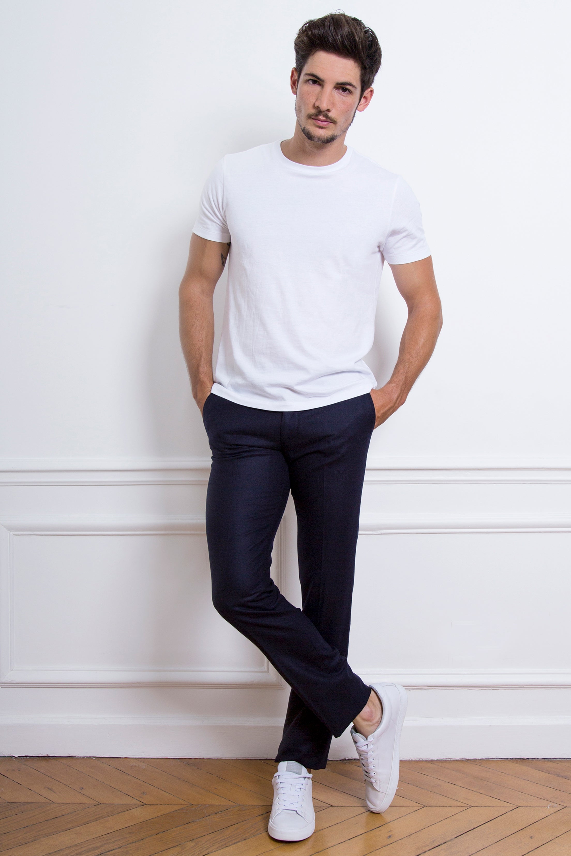 Pantalon flanelle Bleu Marine v1