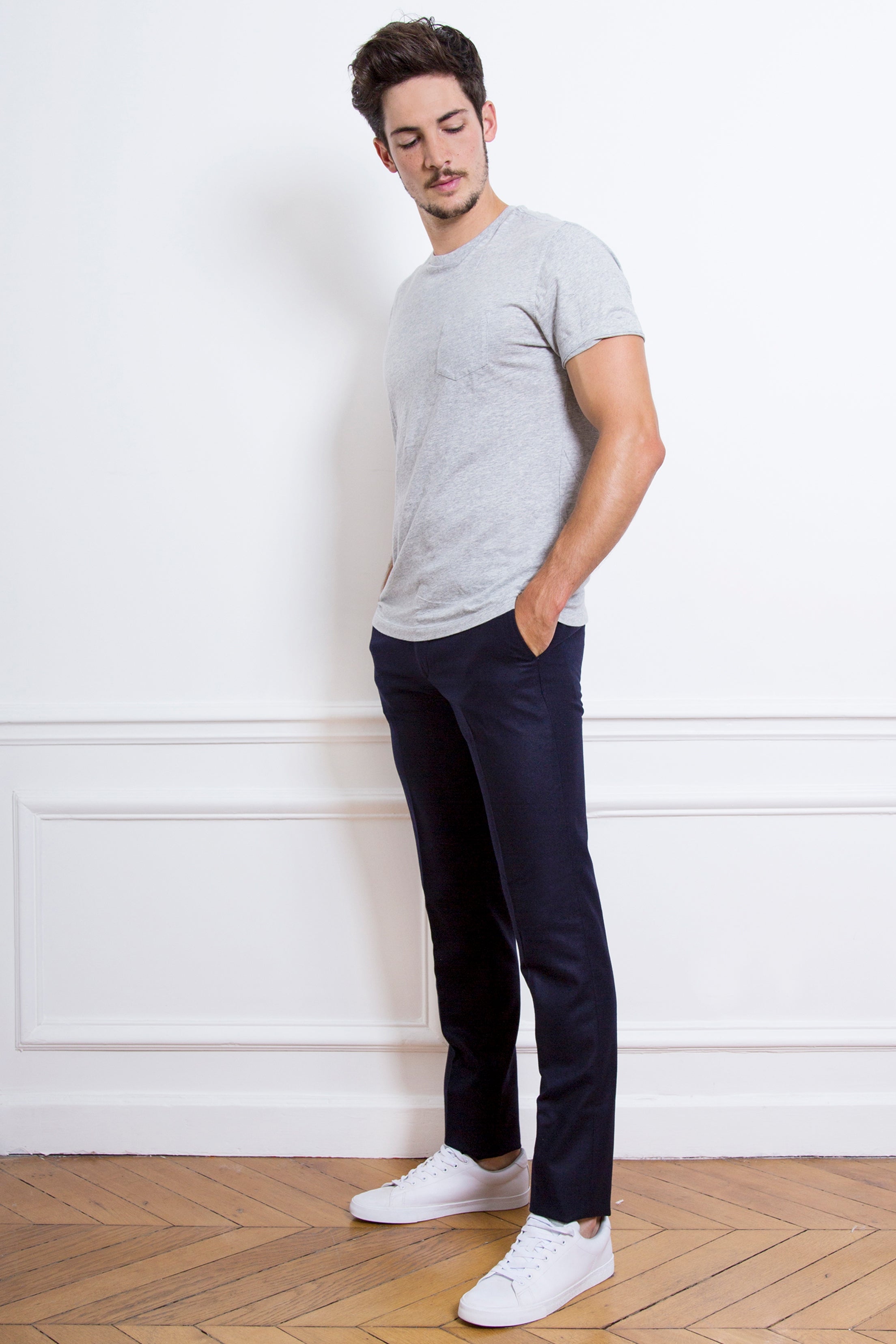 Pantalon flanelle Bleu Marine v1