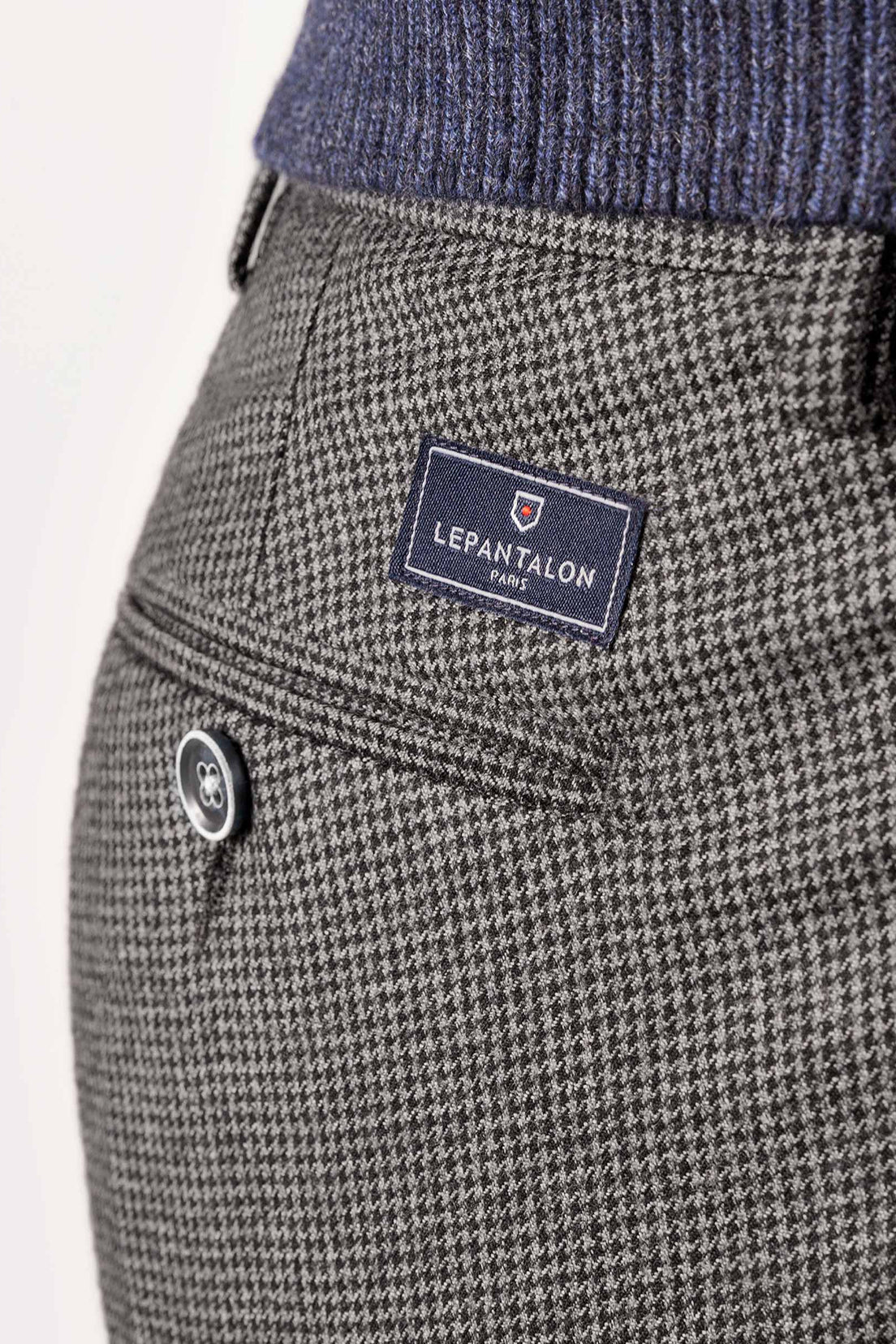 Pantalon Flanelle Pied-de-poule Gris v1