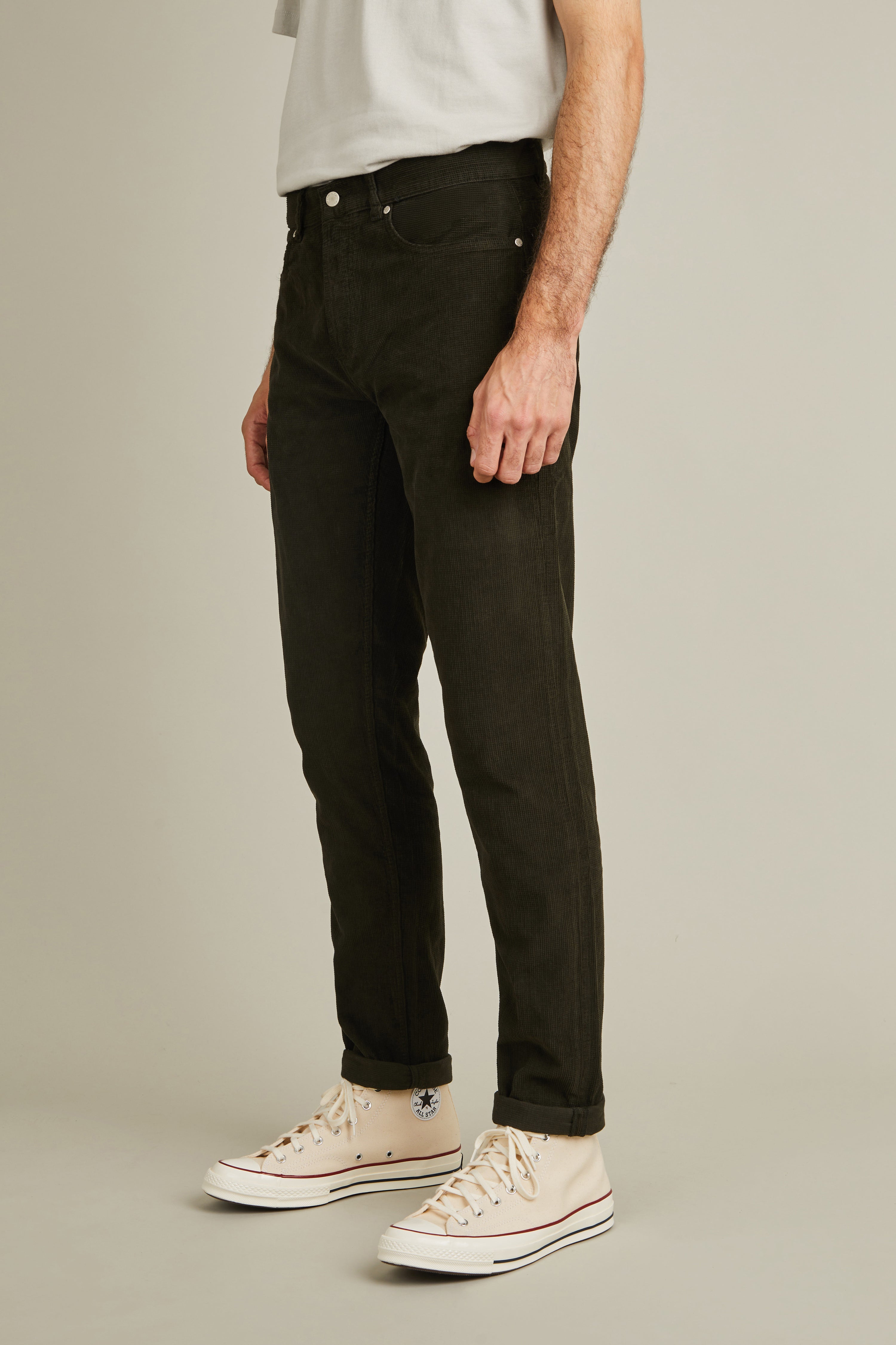 5 pockets corderoy pants in khaki