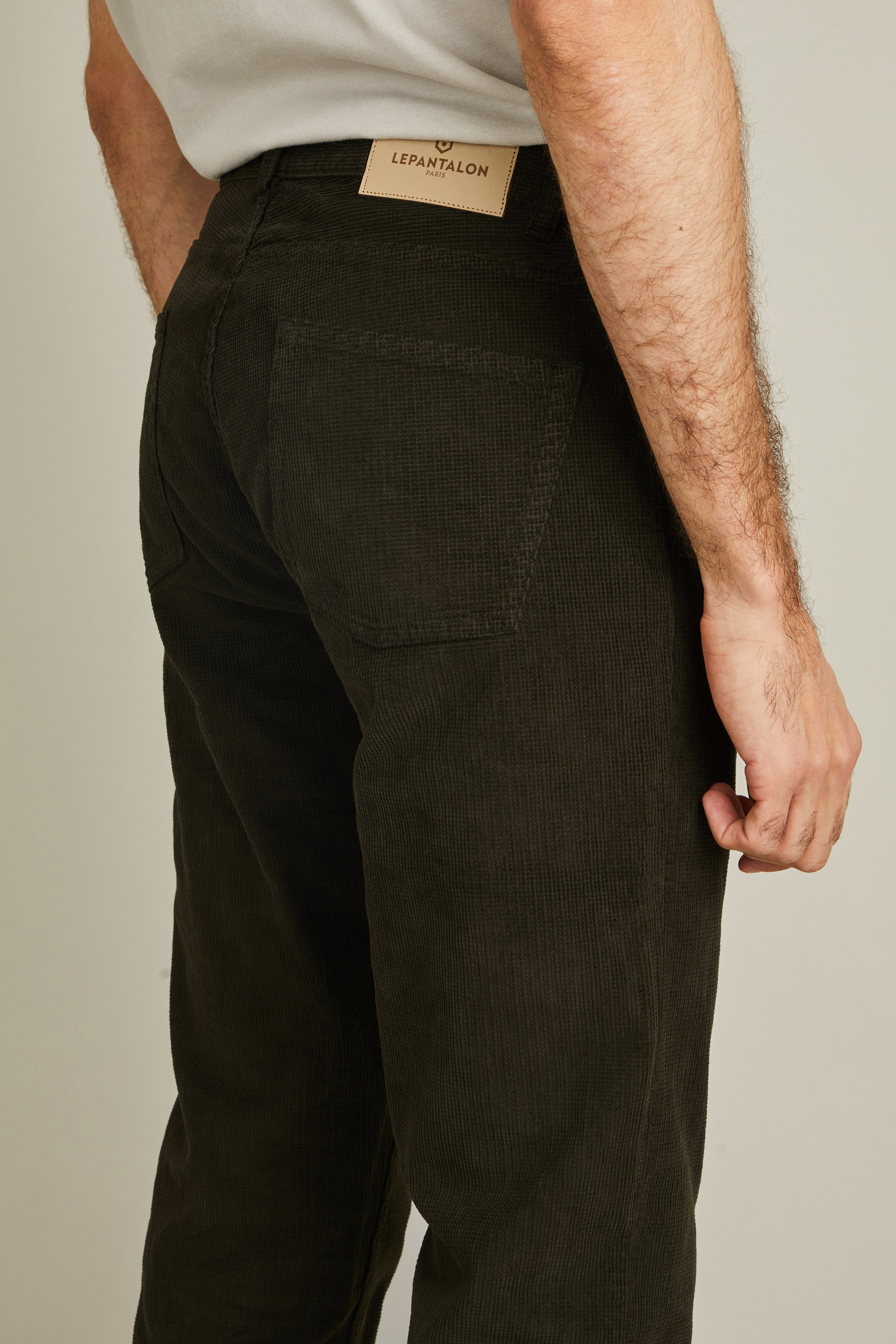 5 pockets corderoy pants in khaki