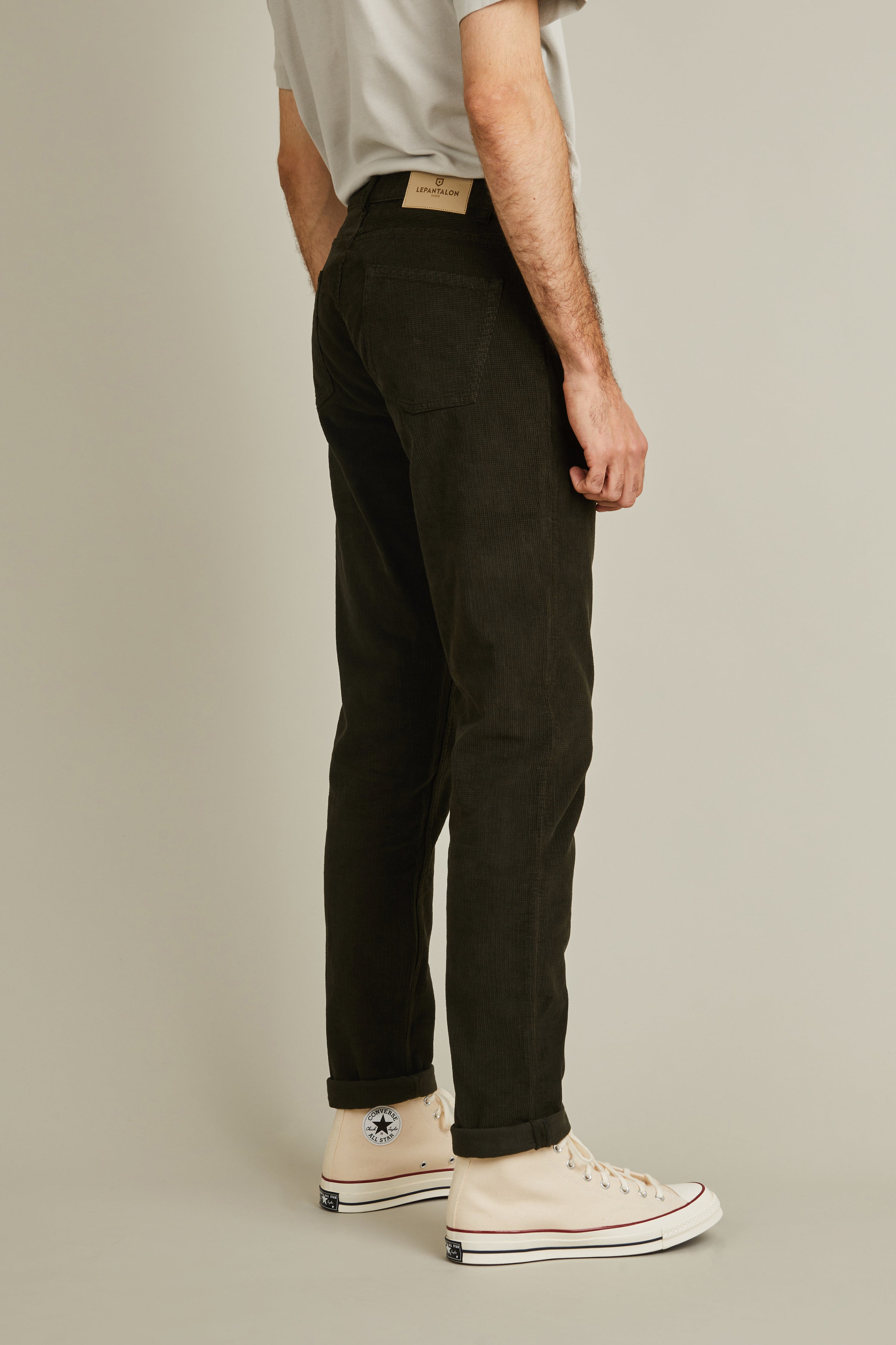 5 pockets corderoy pants in khaki