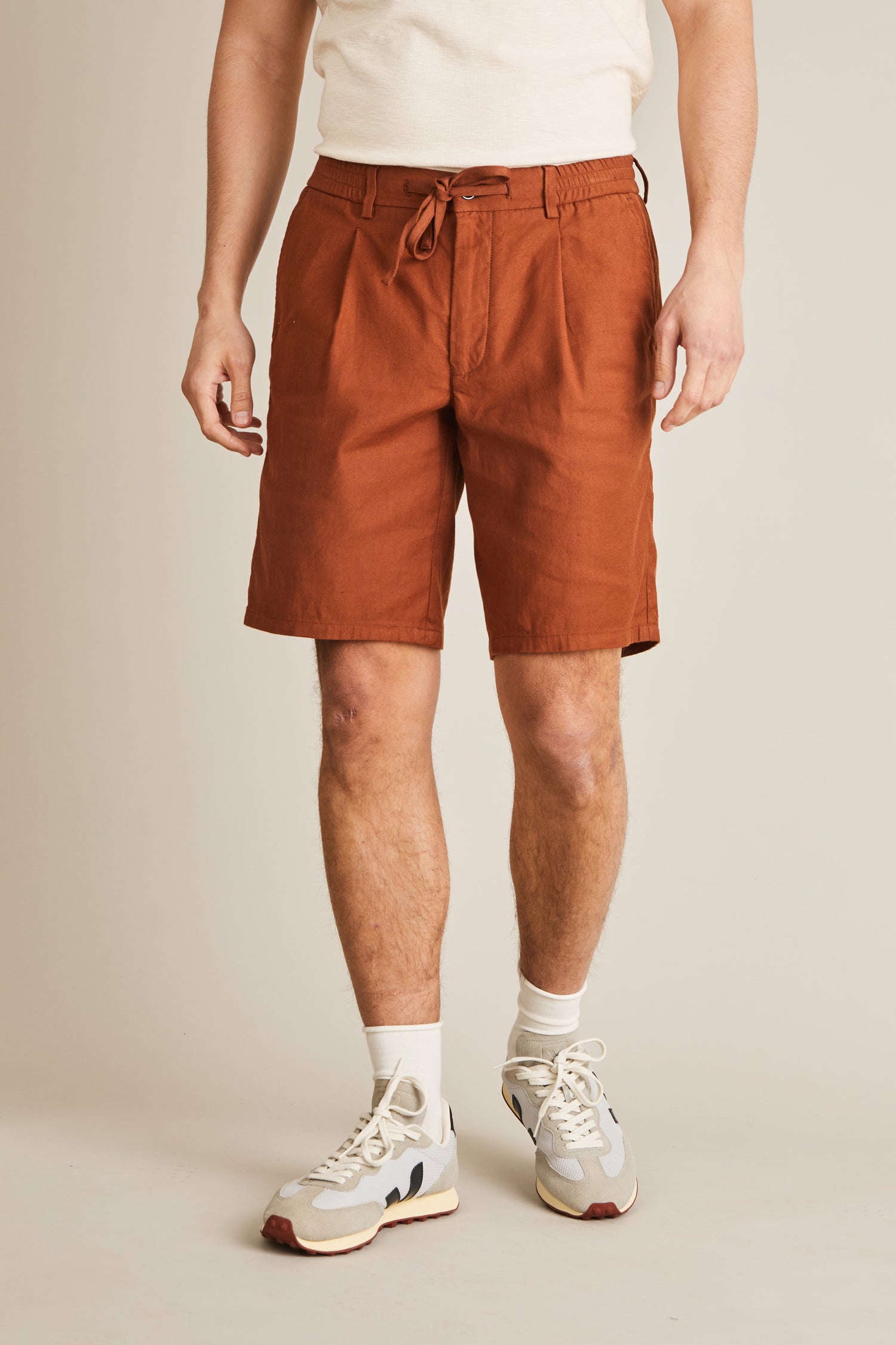 Bermuda coton-lin terracotta