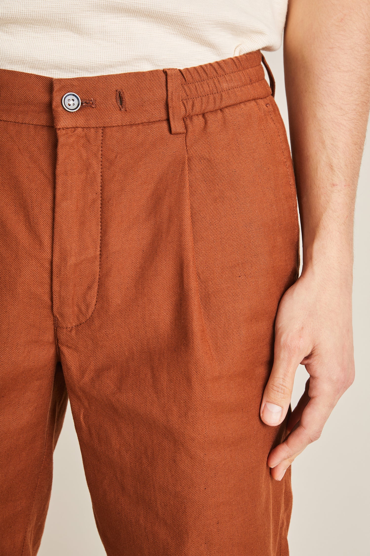 Bermuda coton-lin terracotta