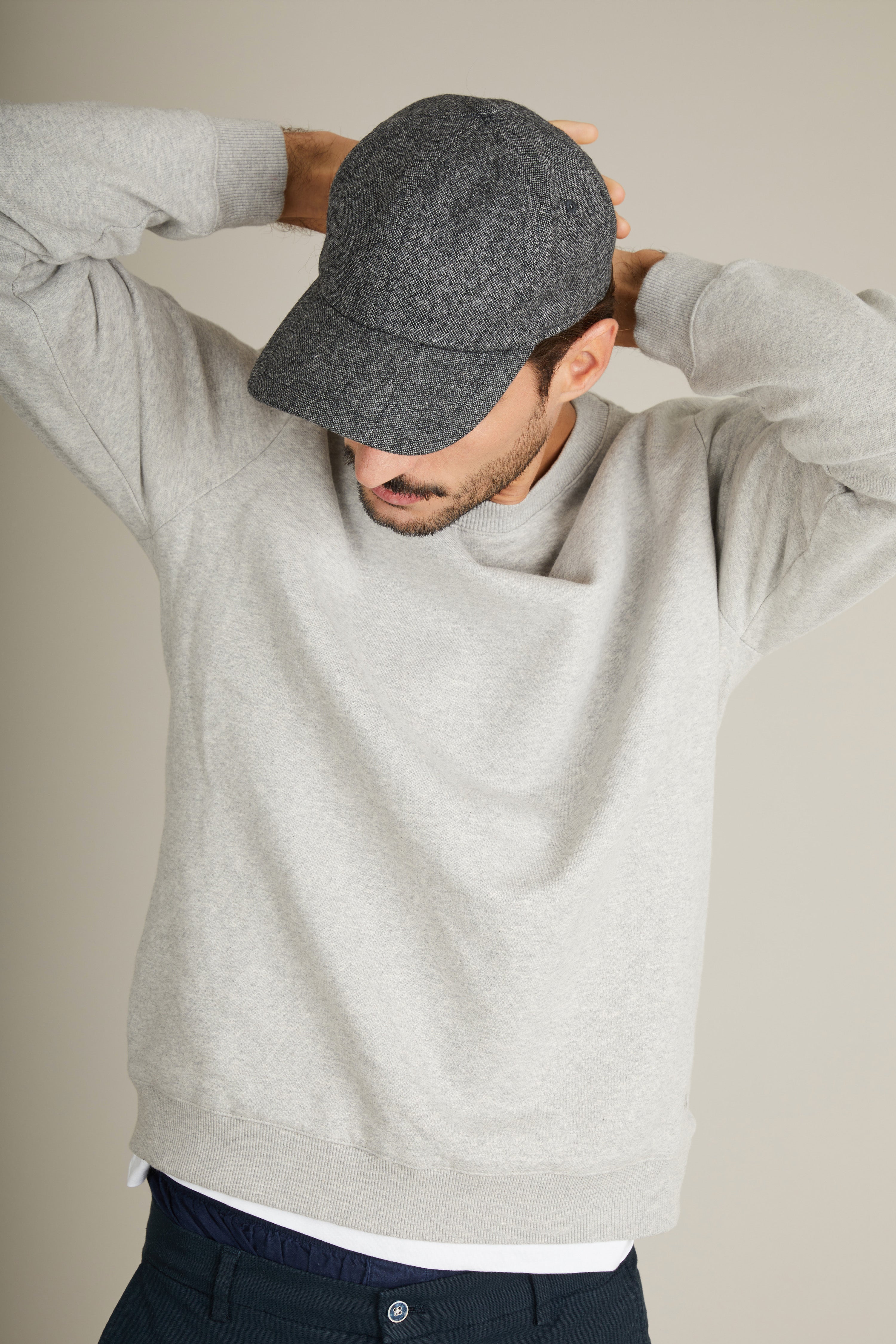 Casquette en flanelle tweed gris