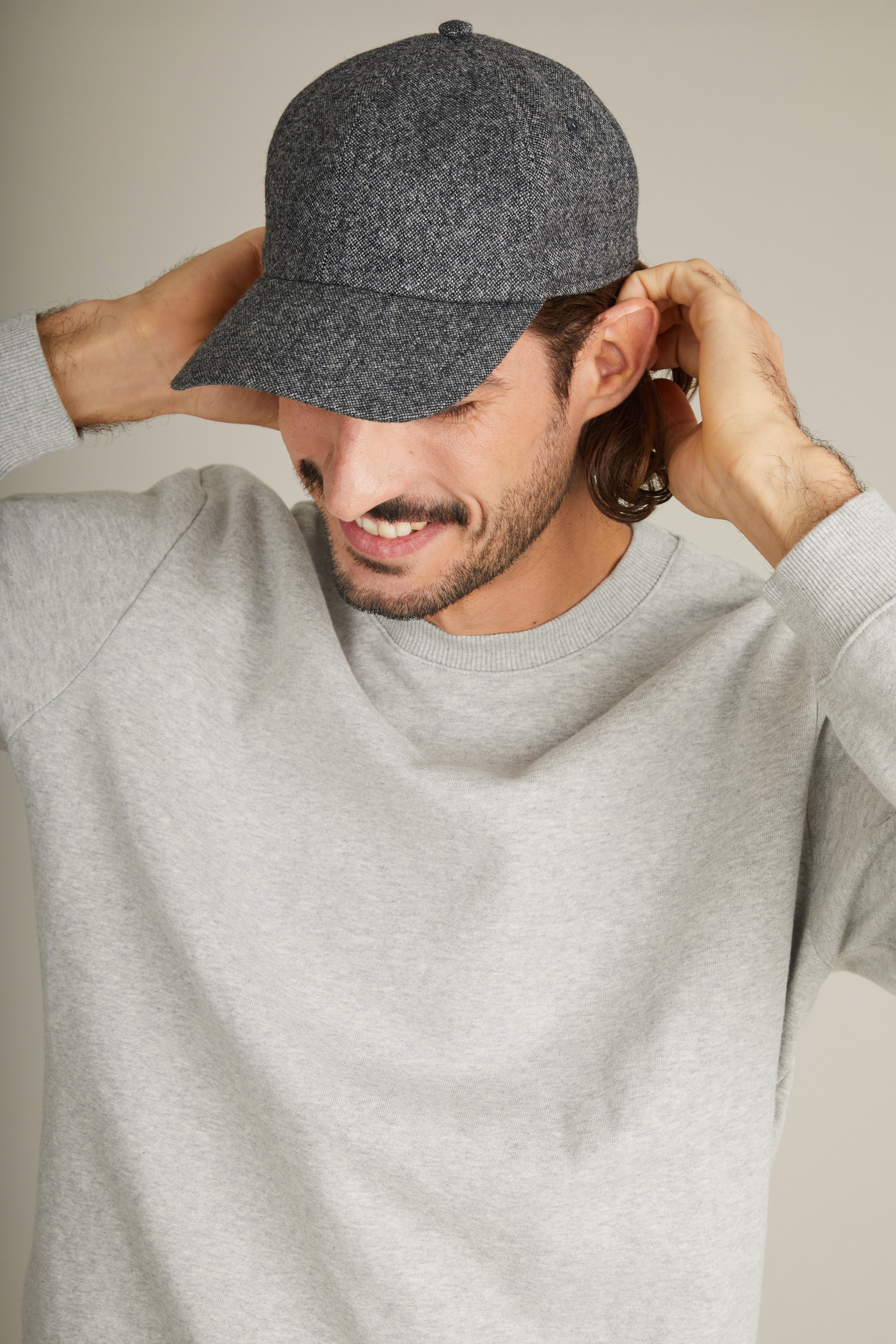 Casquette en flanelle tweed gris