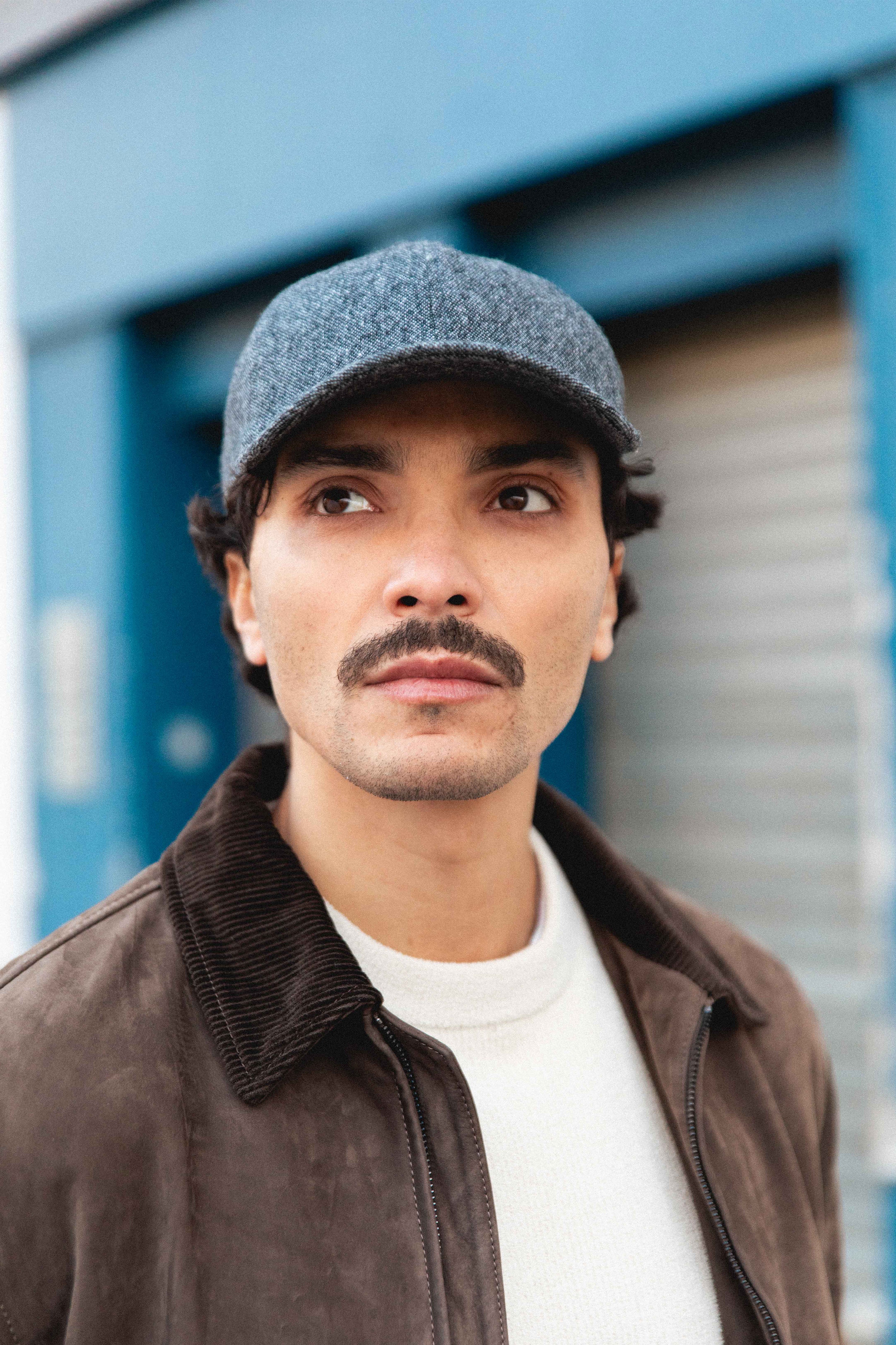 Casquette en flanelle tweed gris