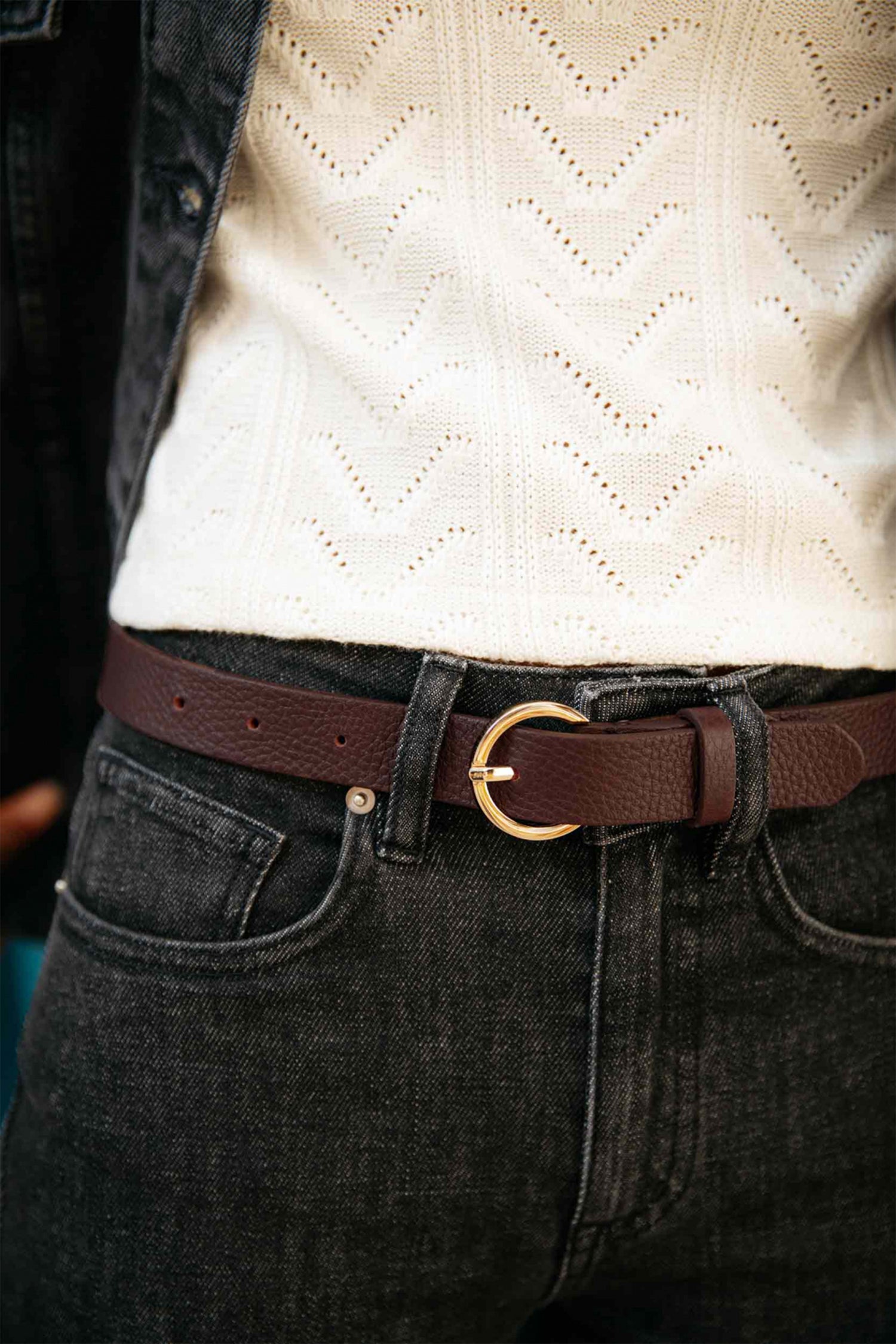 Ceinture en cuir lie de vin