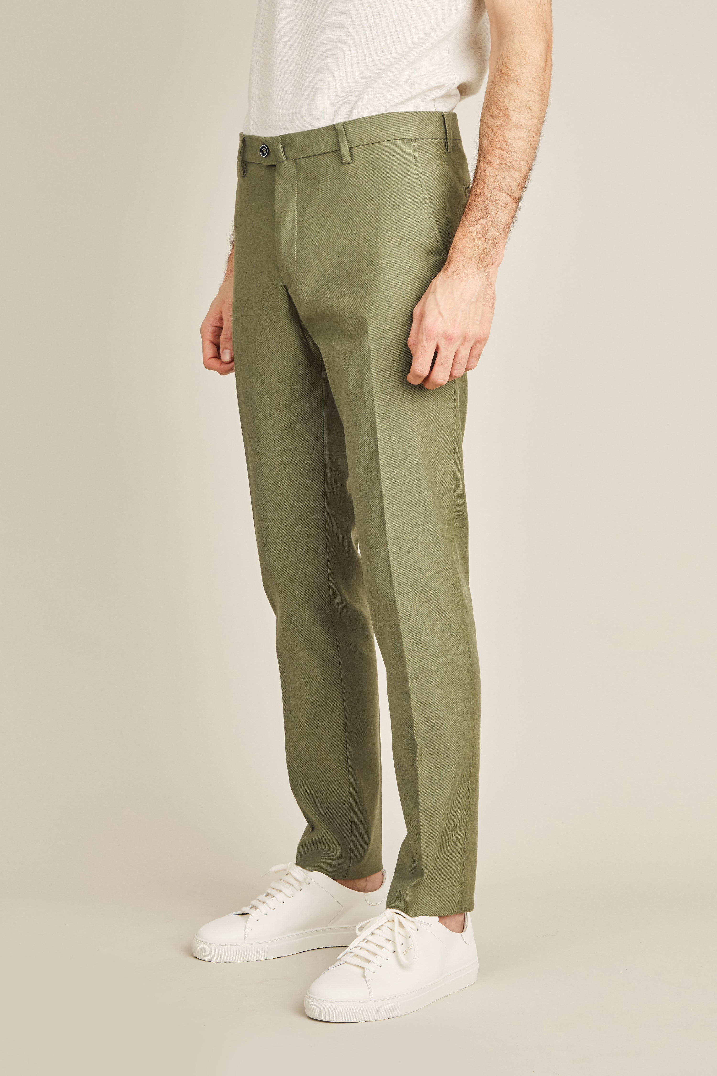 Chino coton-lin kaki