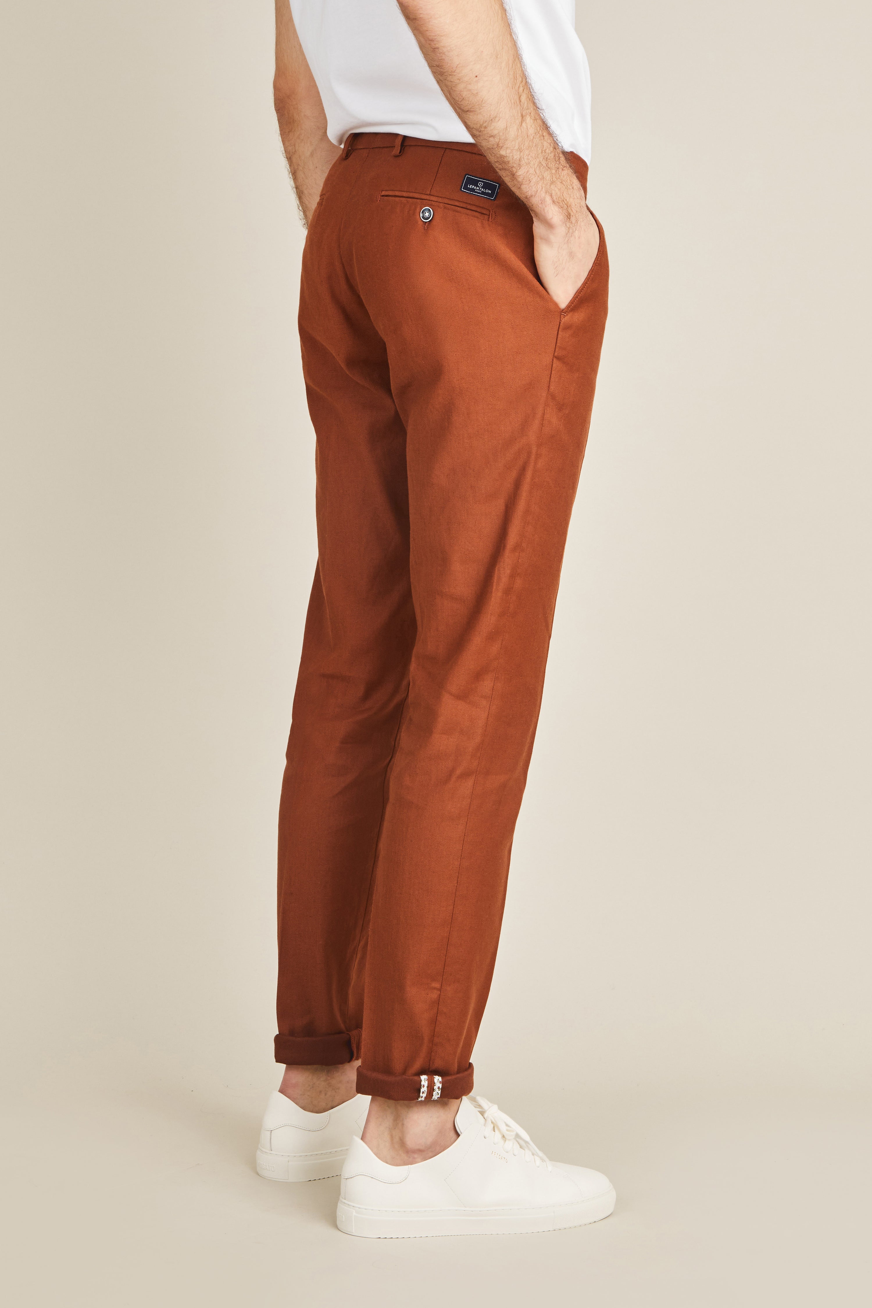 Terracotta cotton linen chinos