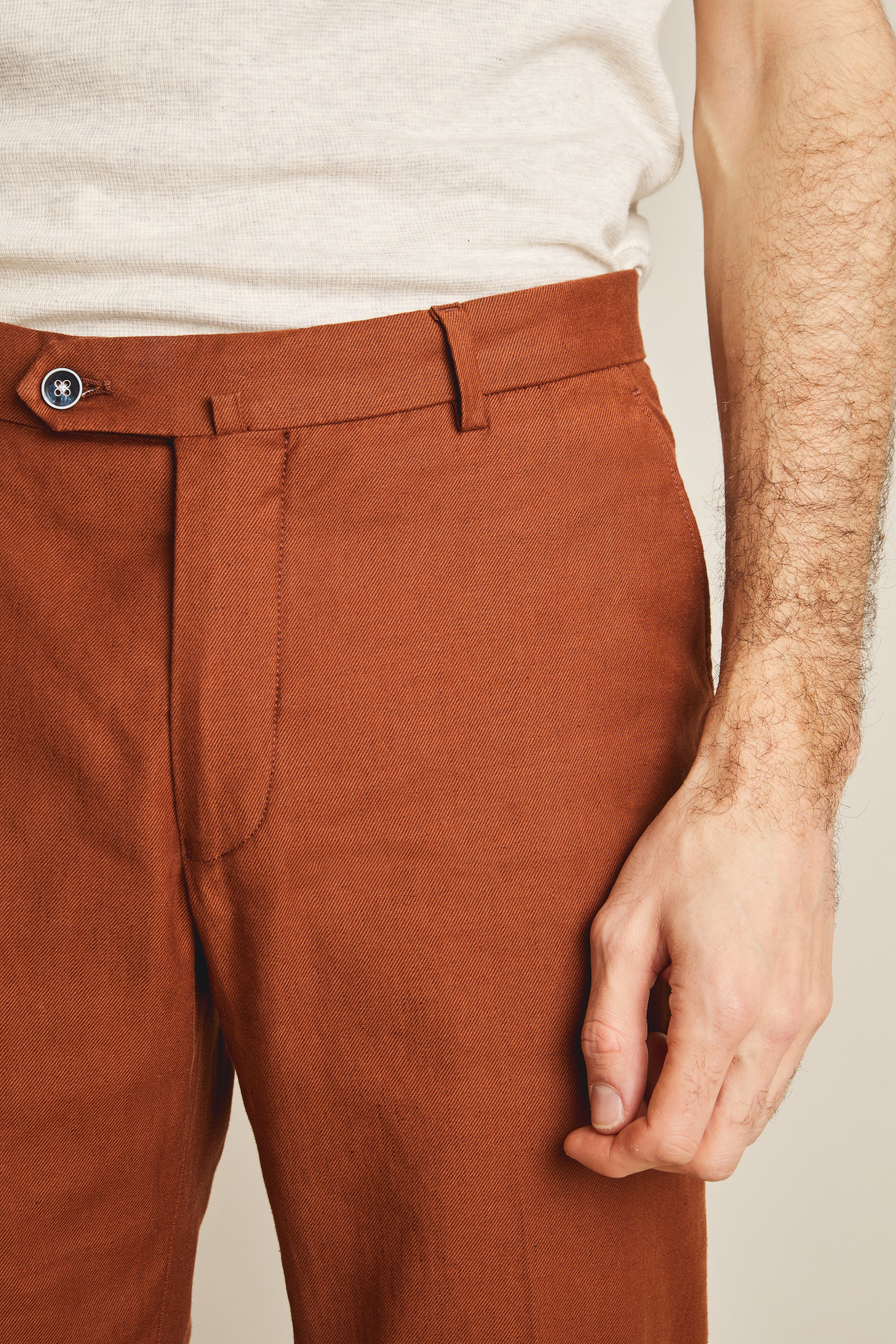 Terracotta cotton linen chinos