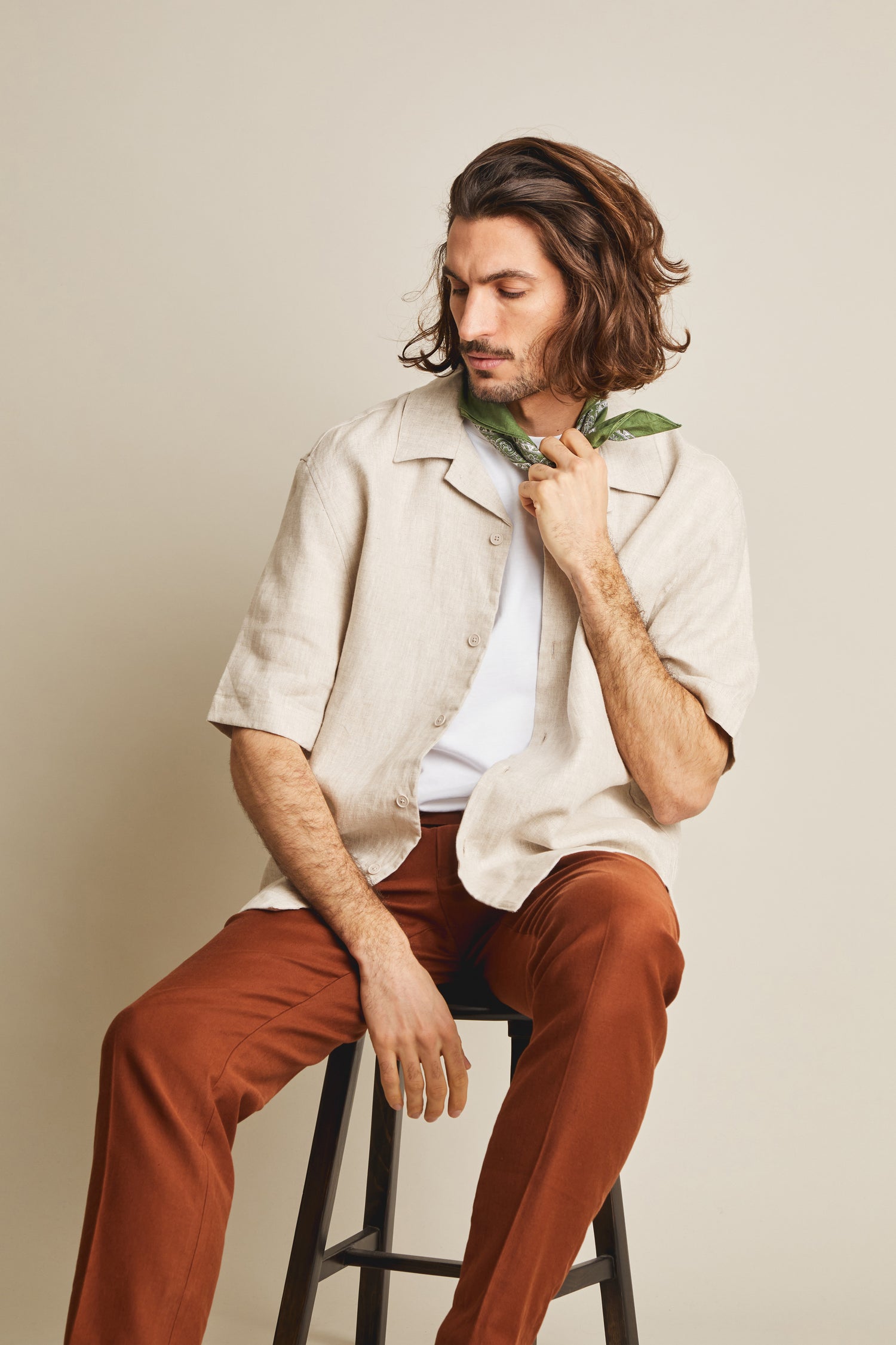 Chino coton-lin terracotta
