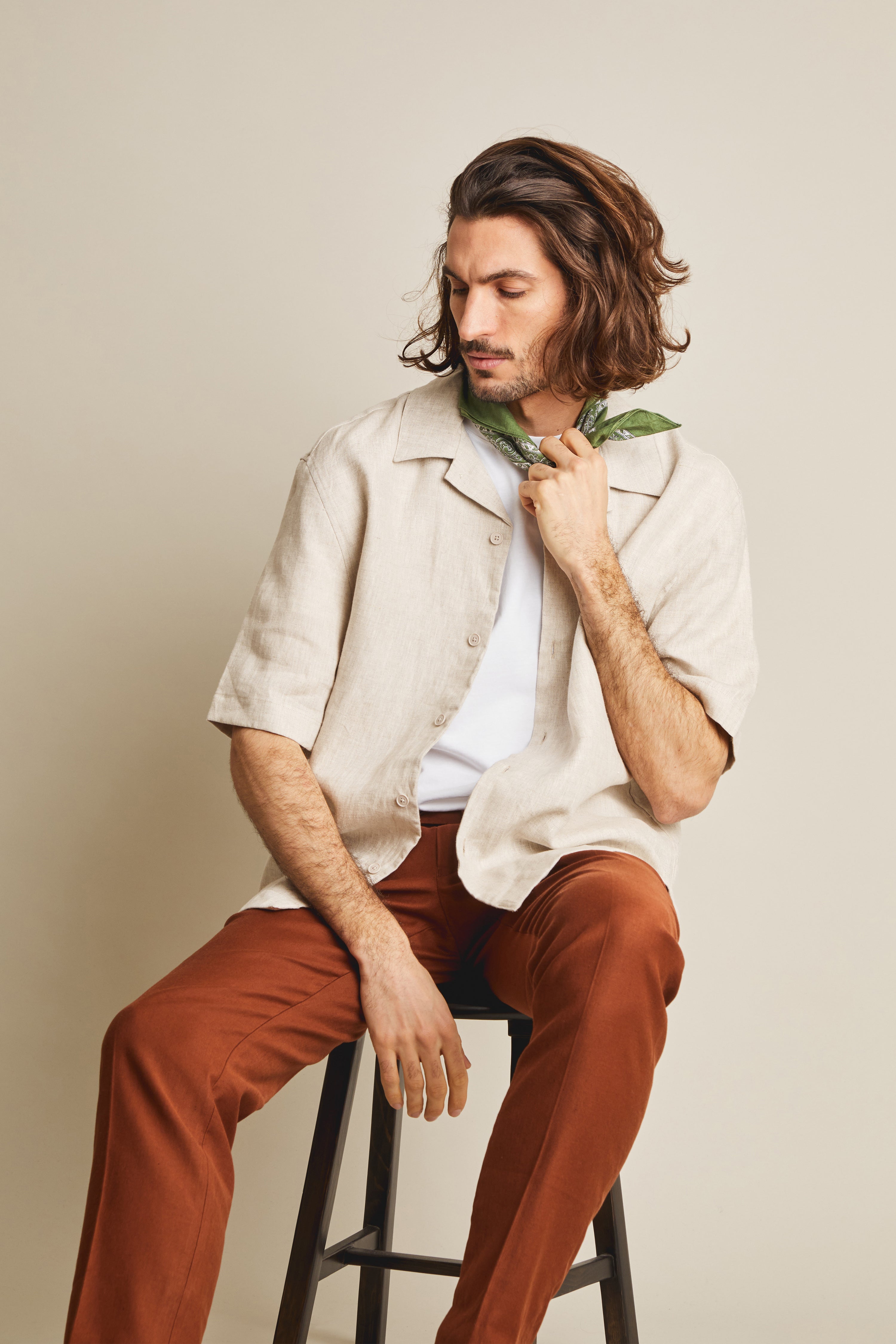 Terracotta cotton linen chinos