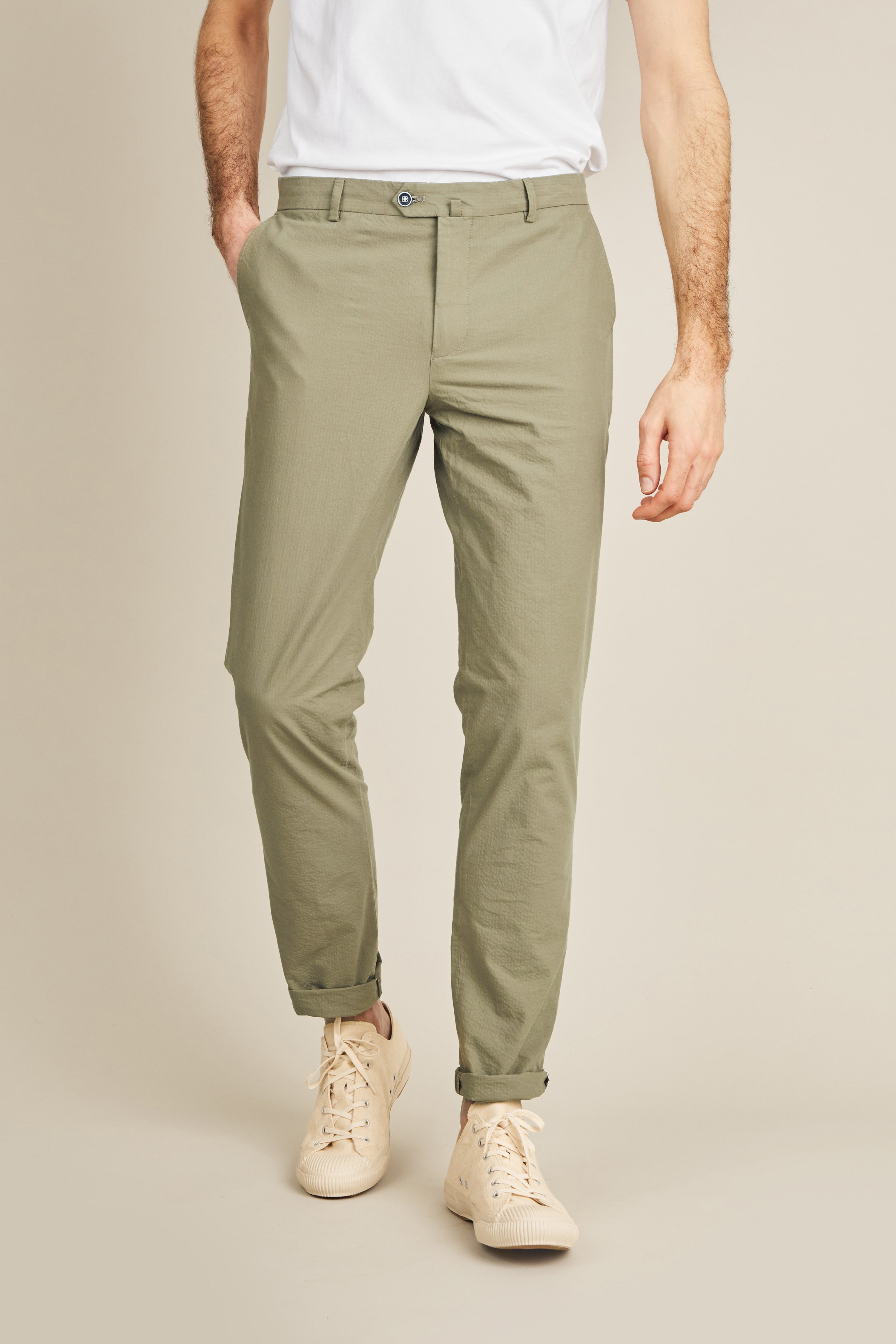 Chino seersucker kaki