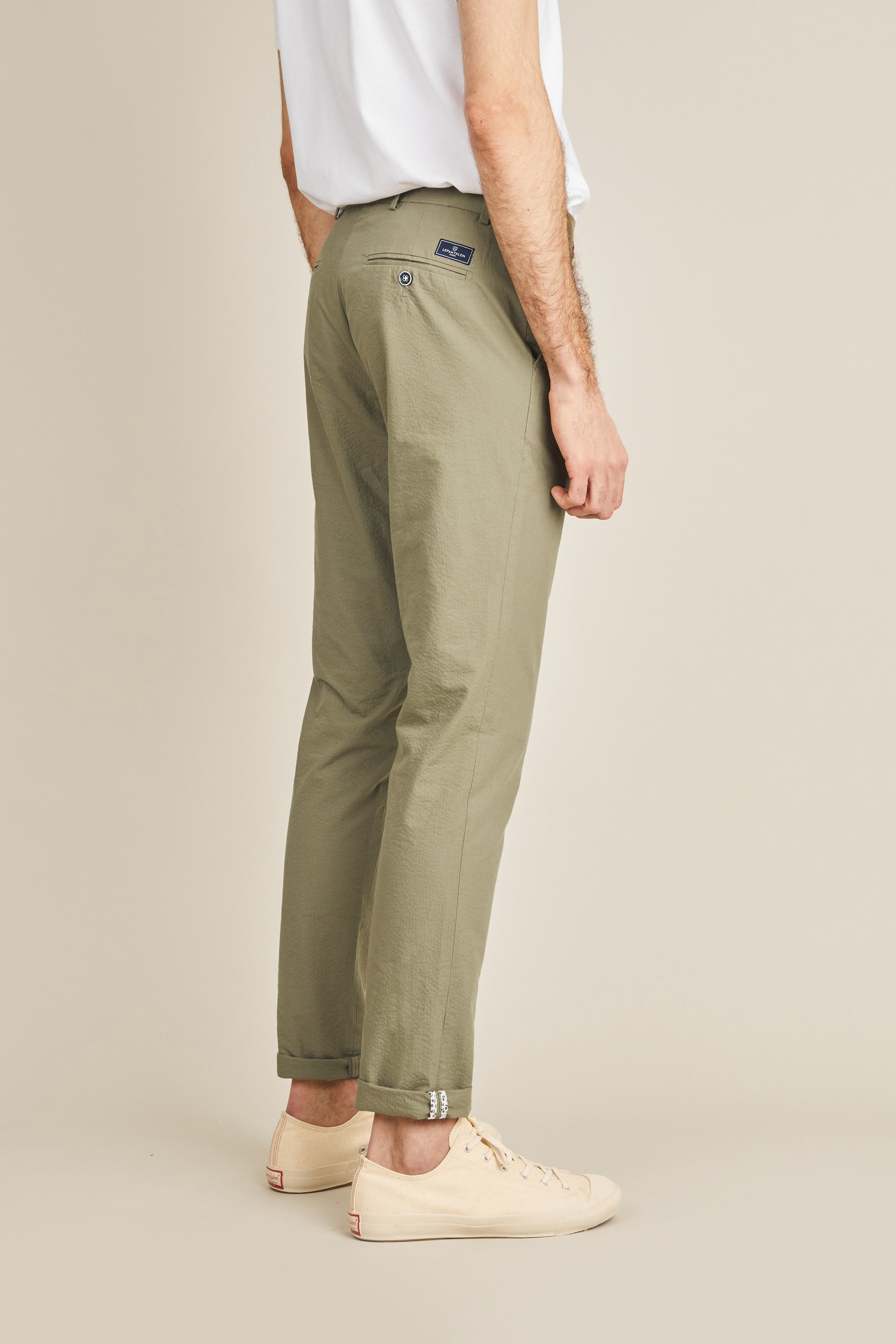 Chino seersucker kaki