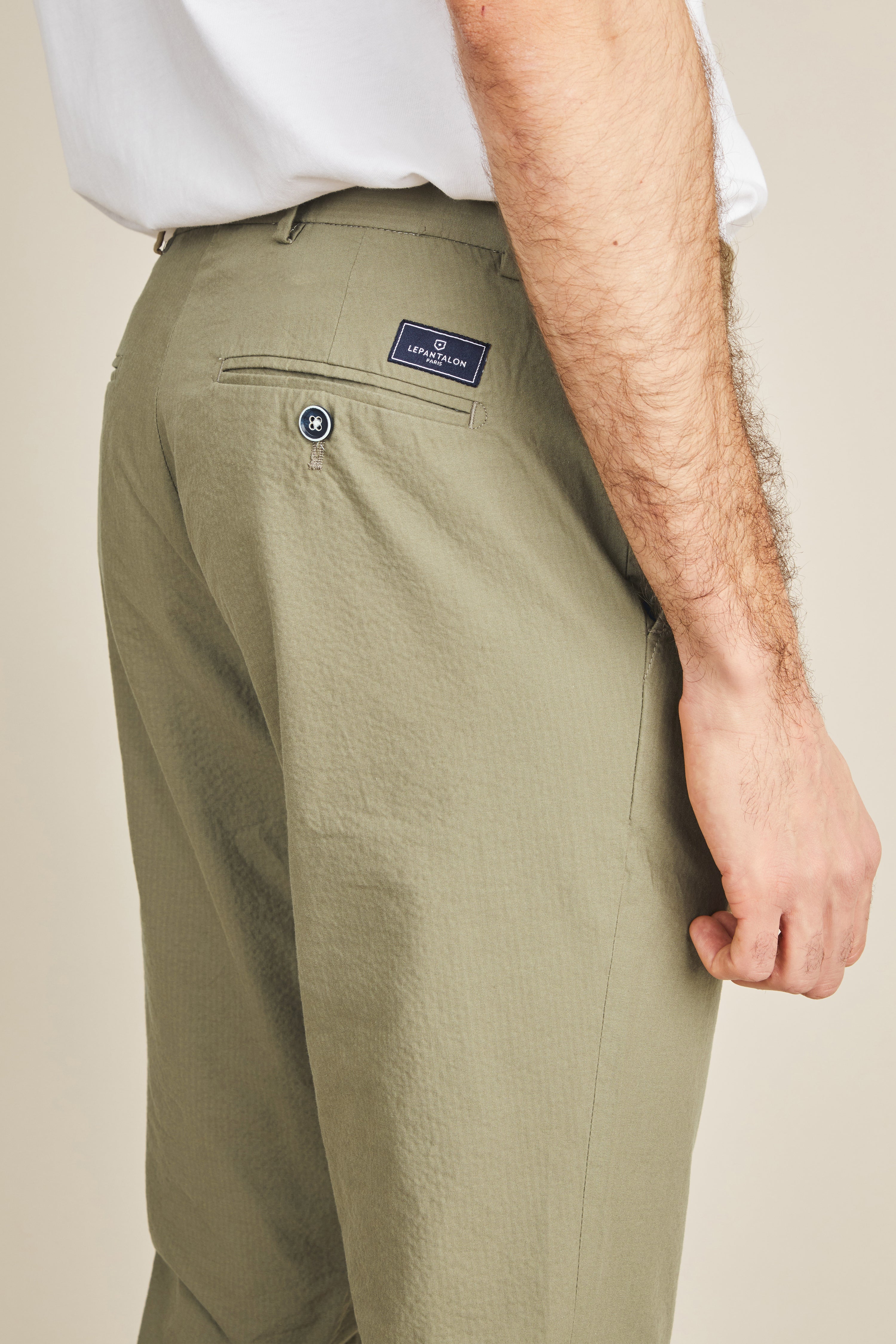 Chino seersucker kaki
