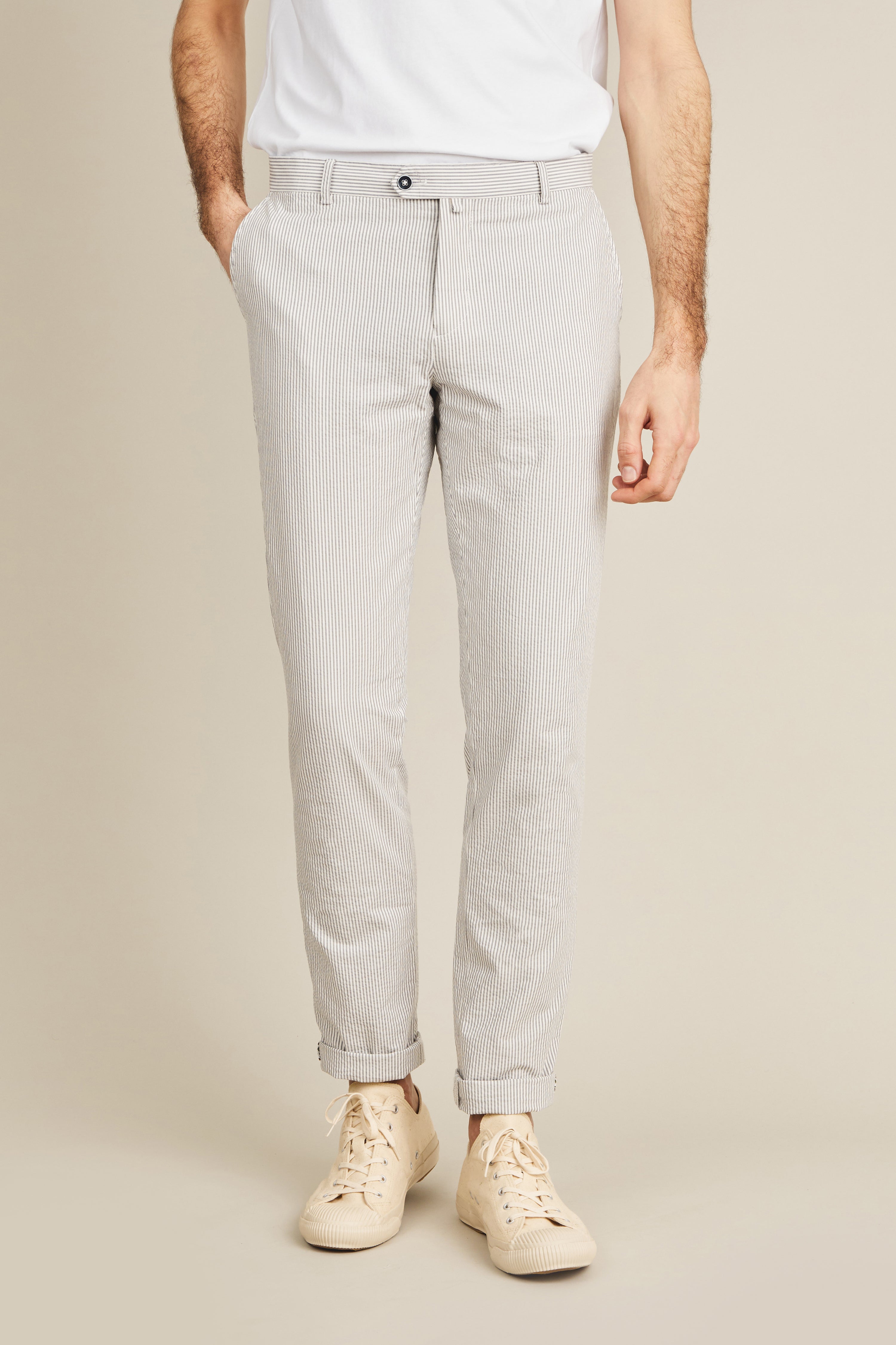 Chino seersucker à rayures
