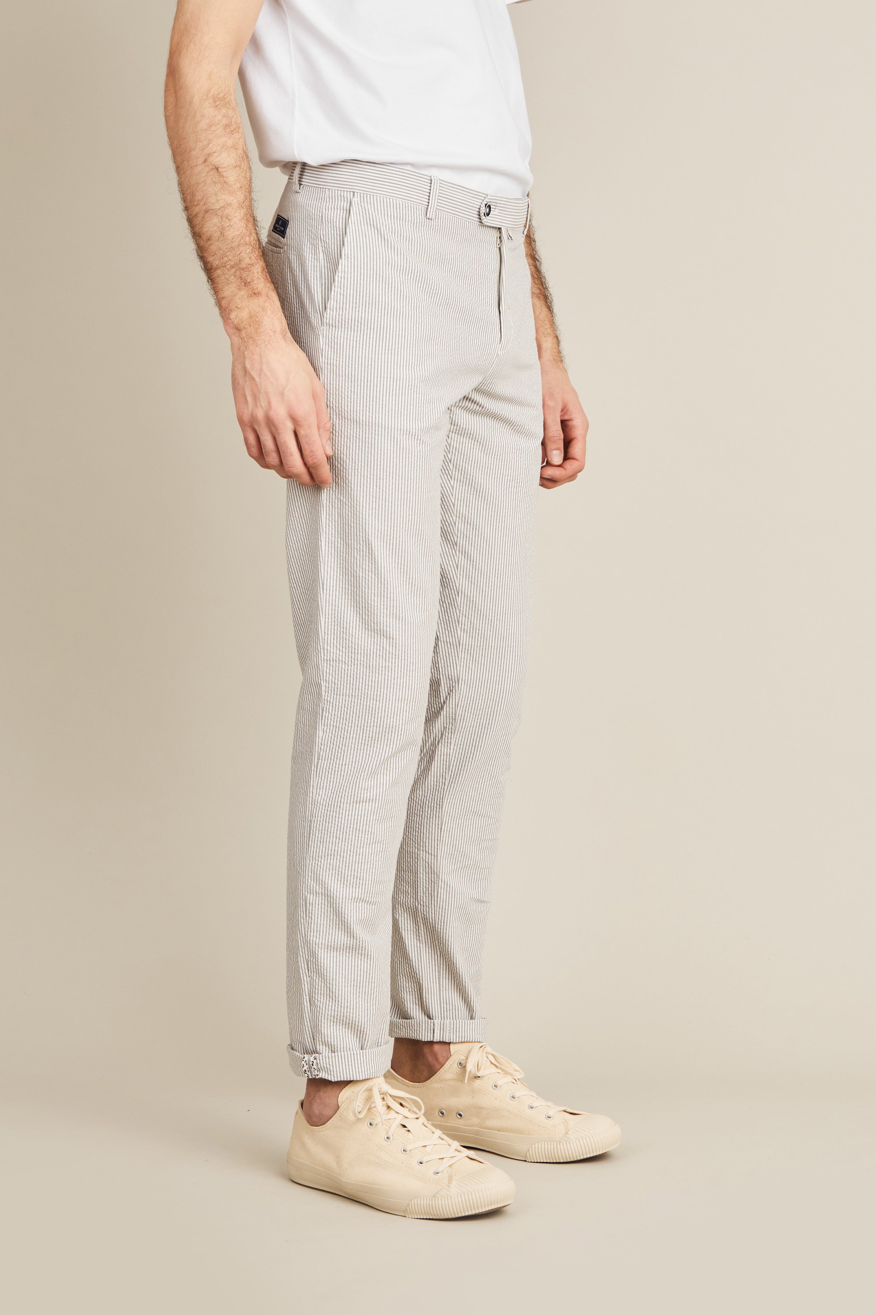 Chino seersucker à rayures