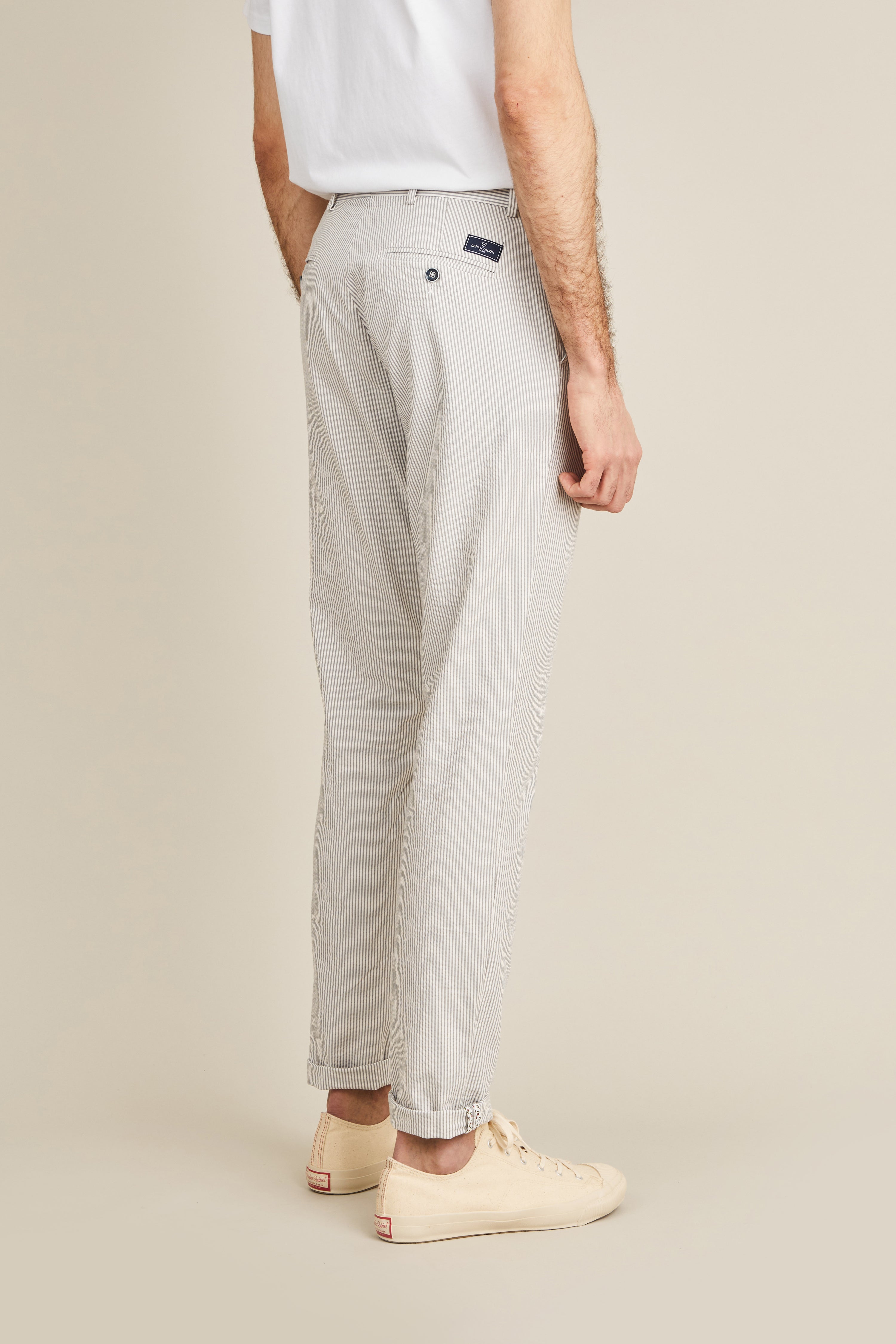 Chino seersucker à rayures