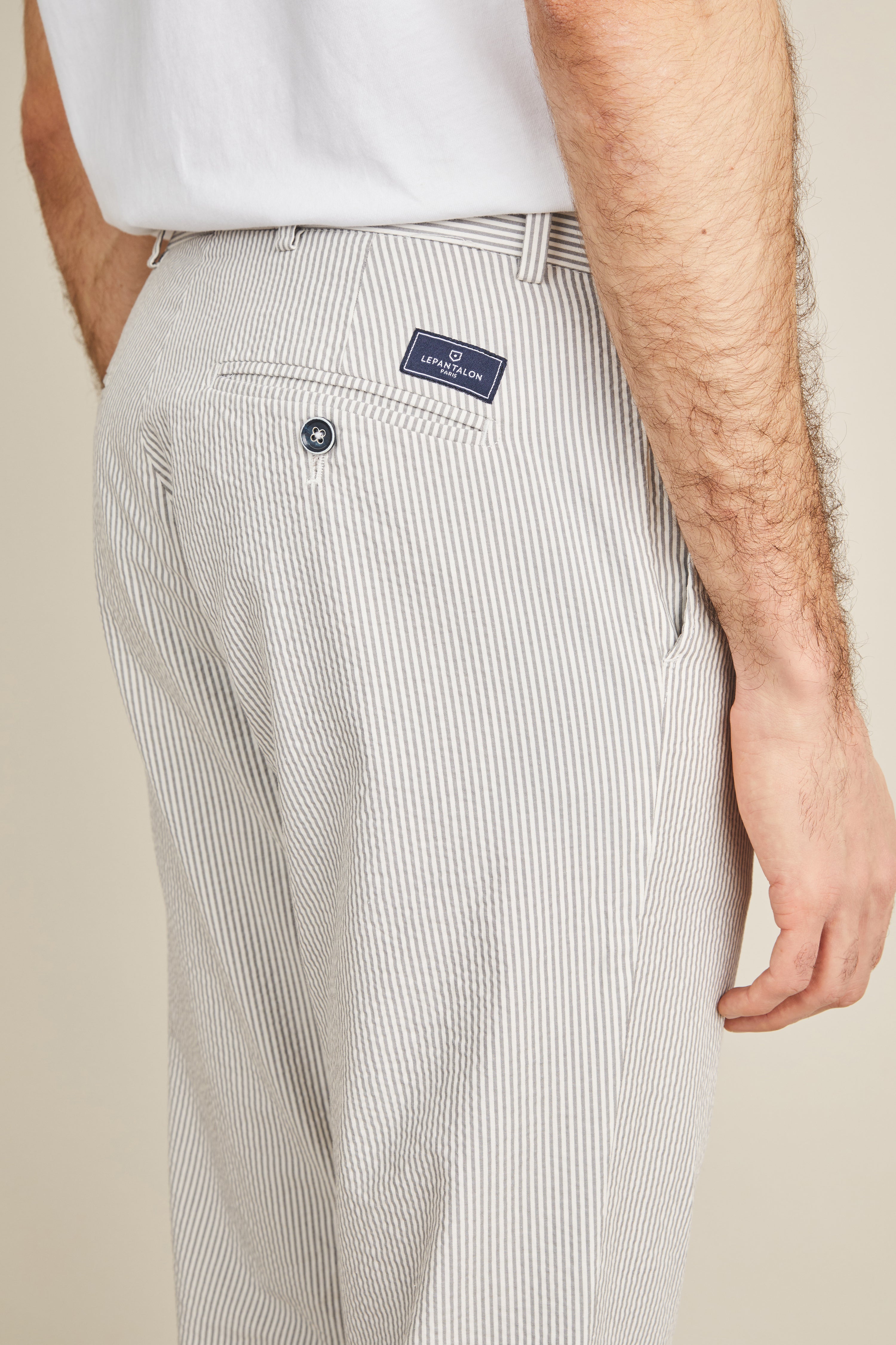 Chino seersucker à rayures