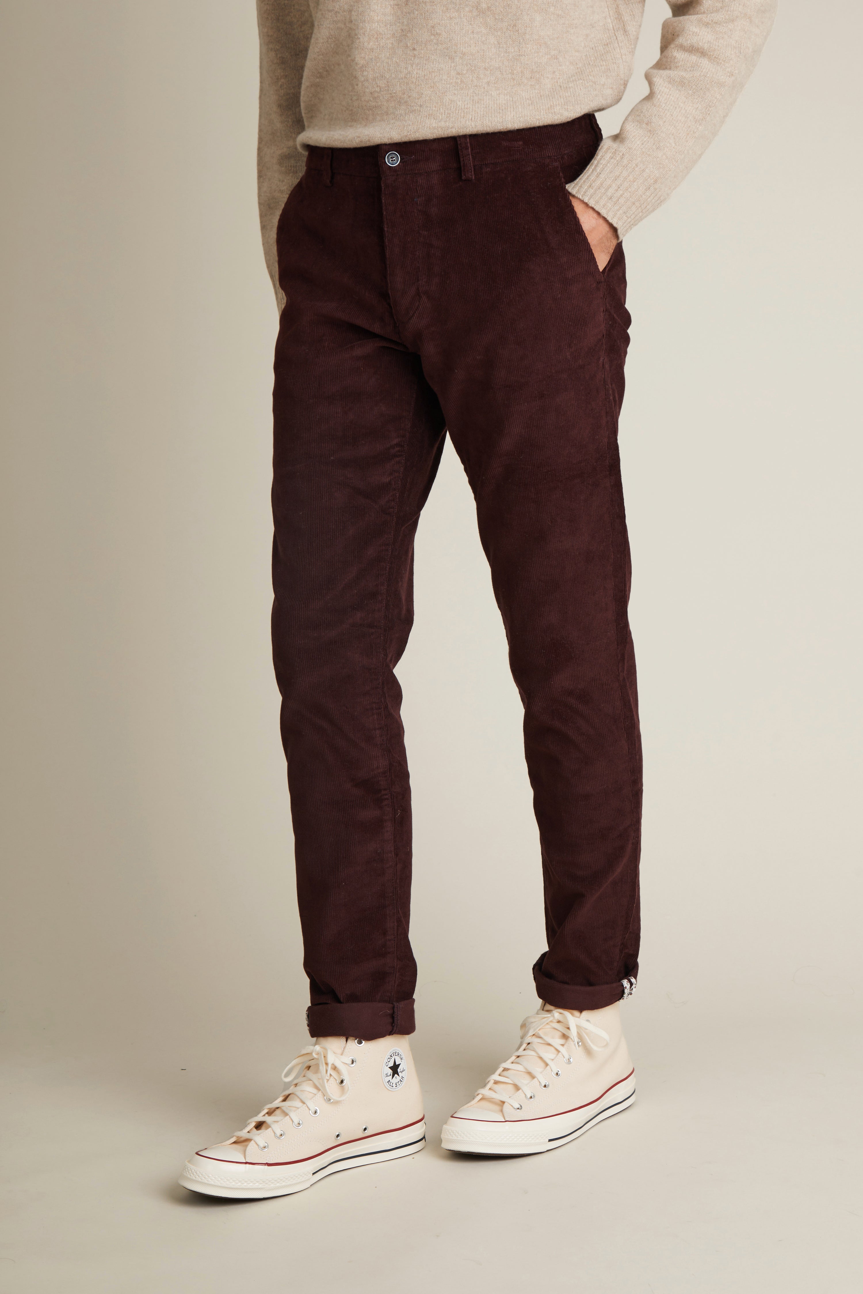 Chino velours bordeaux