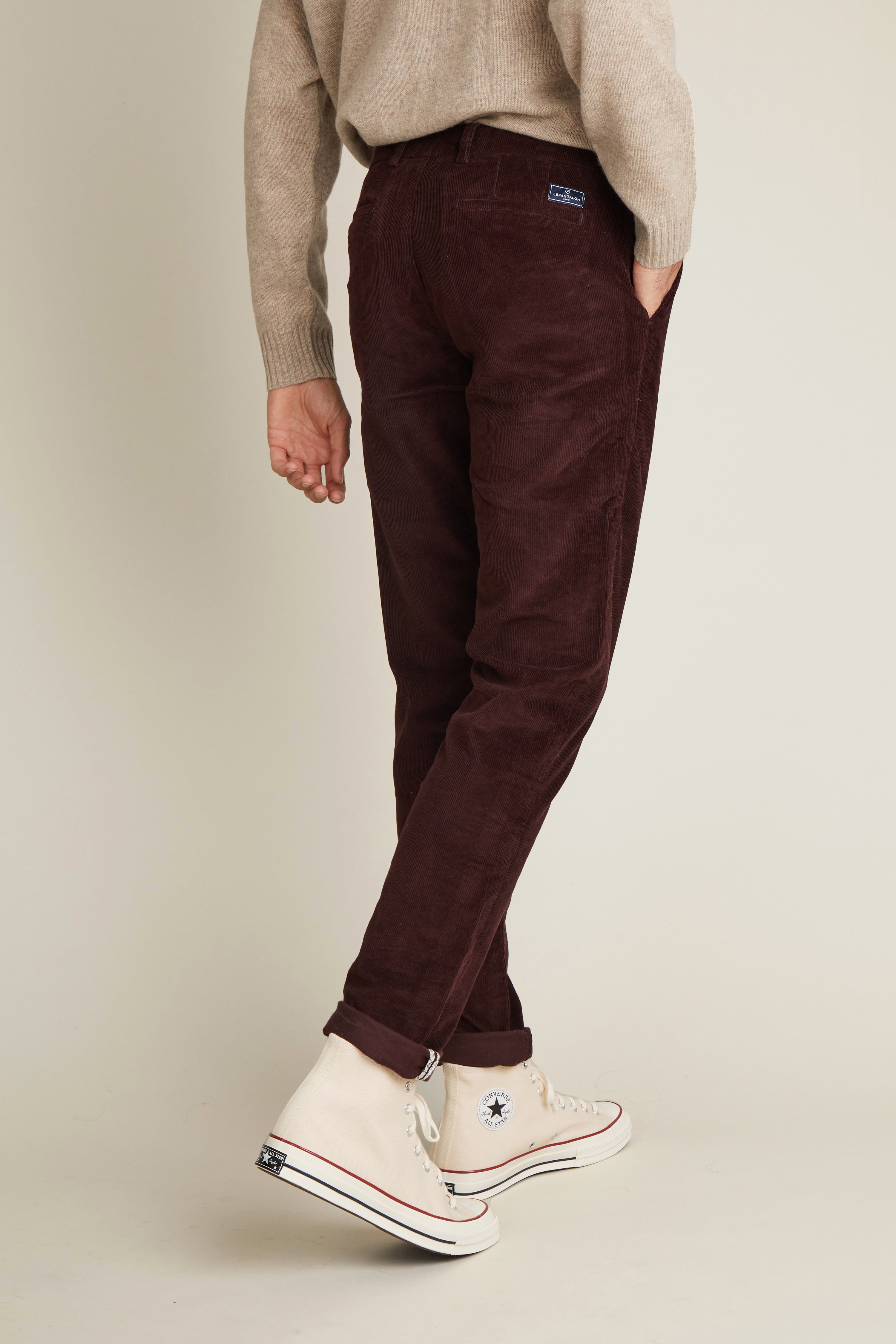 Chino velours bordeaux