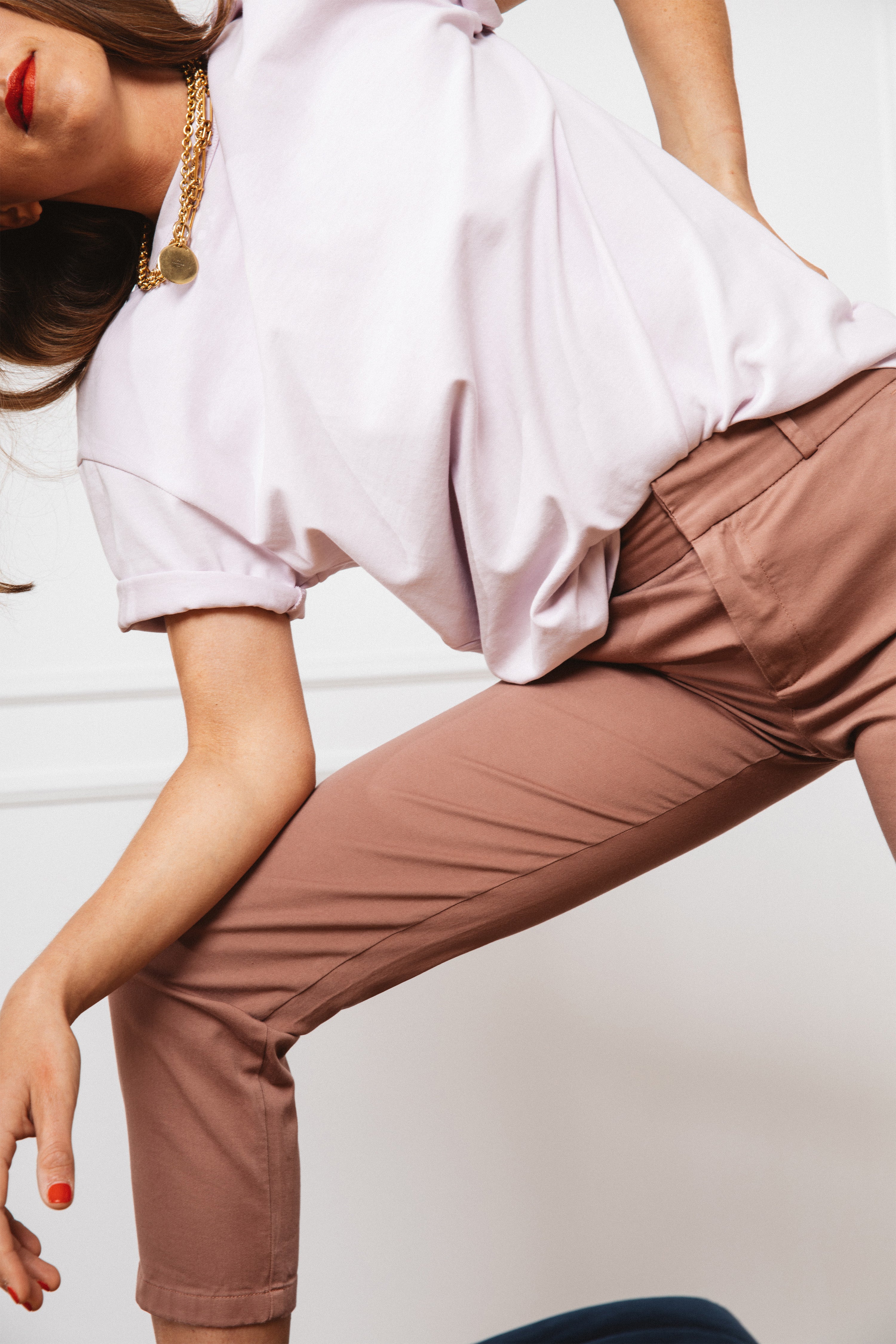 Blush pink chinos