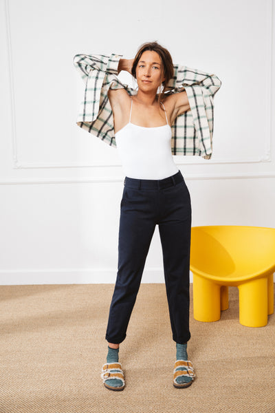 Chino bleu marine femme