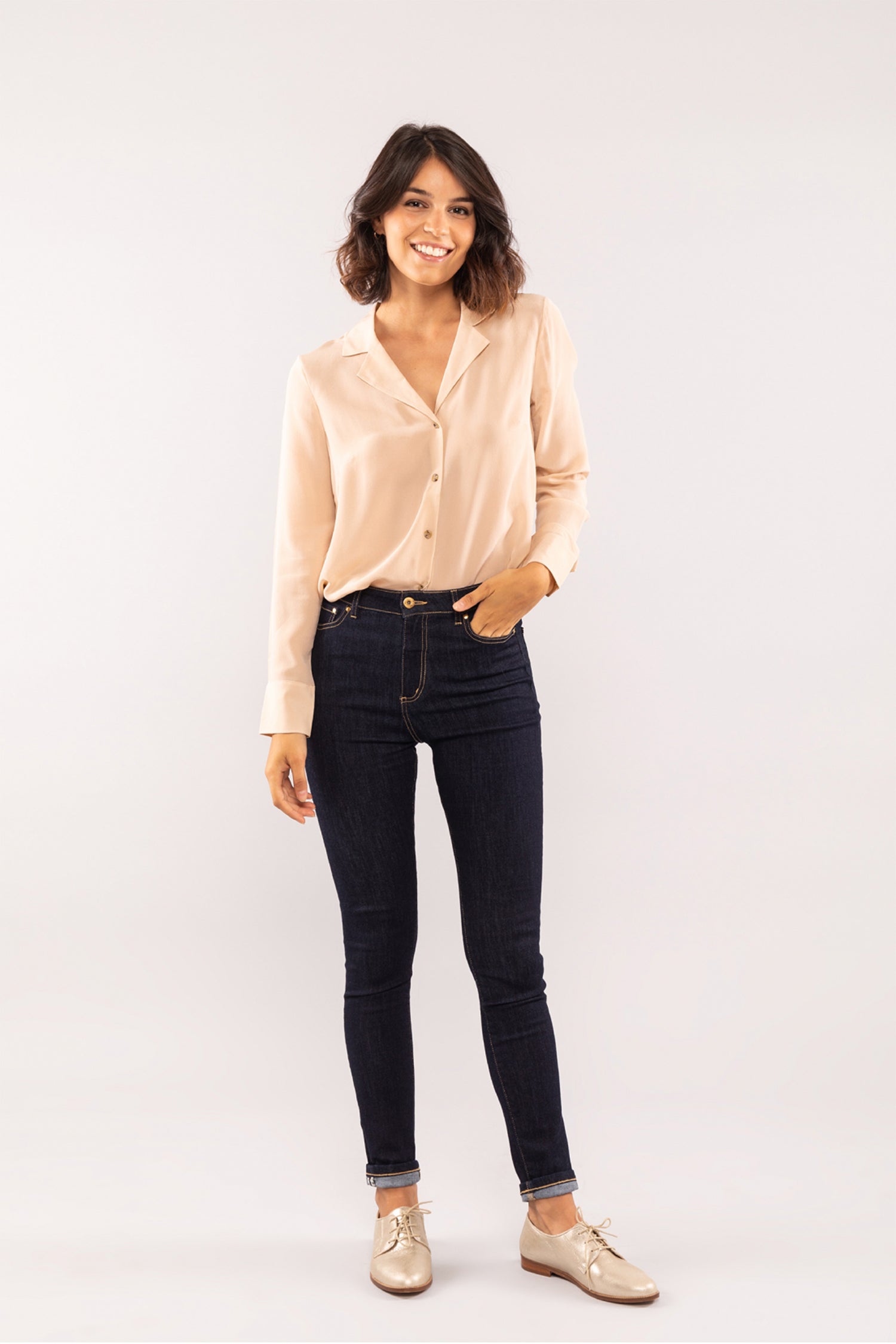 Jean Slim Taille Haute Brut