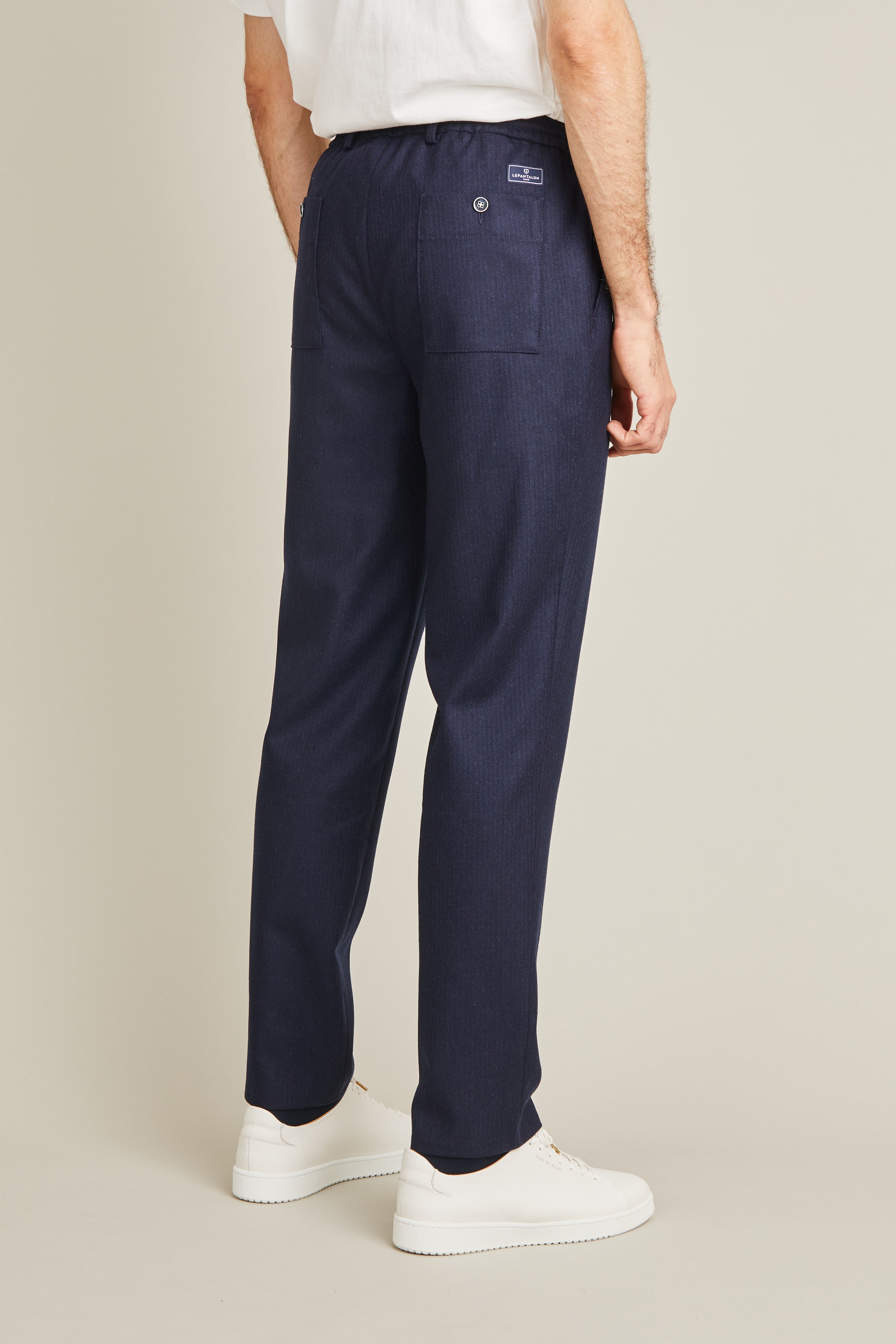 Navy Faux Velvet Jogpants