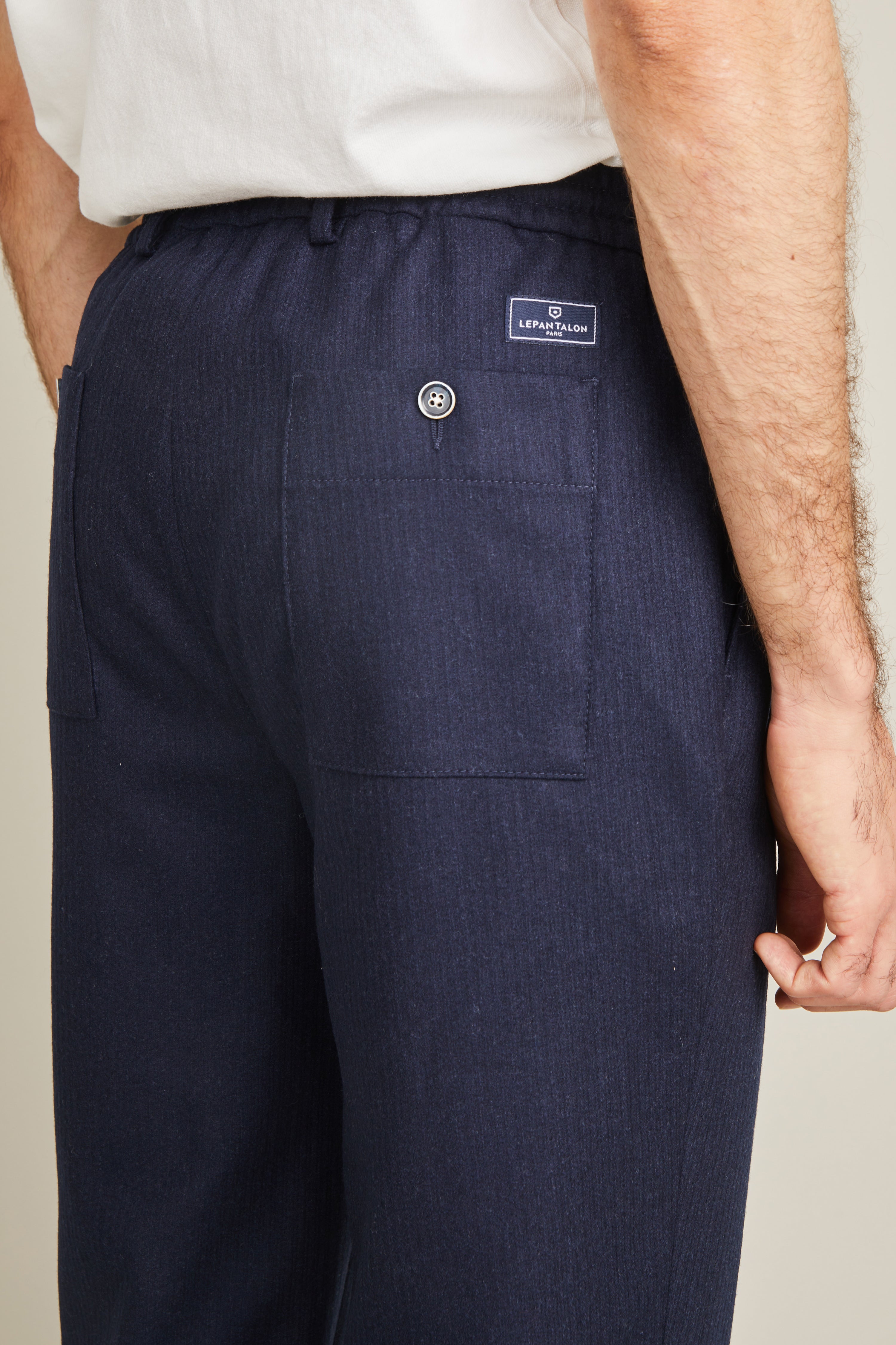 Navy Faux Velvet Jogpants