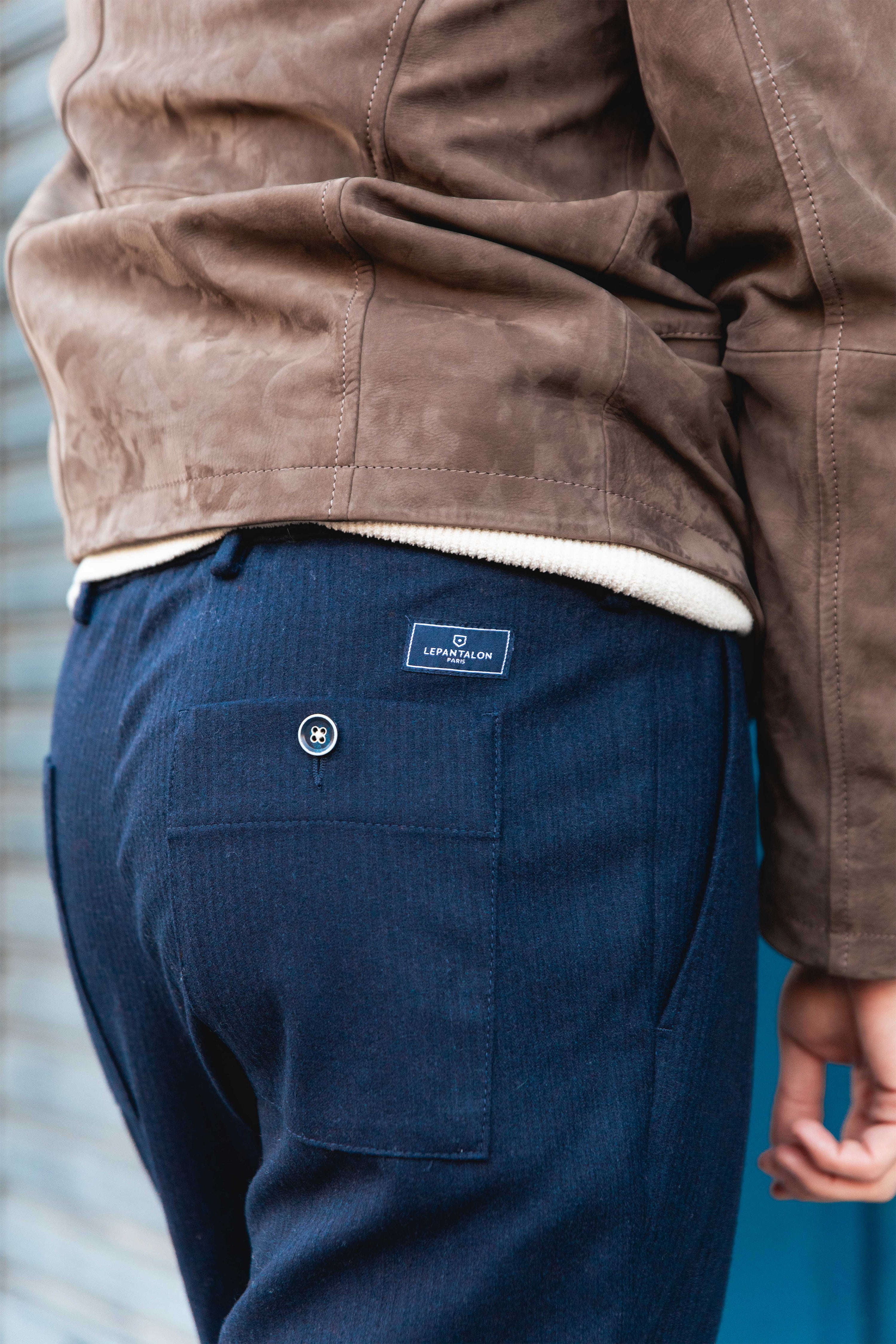 Navy Faux Velvet Jogpants