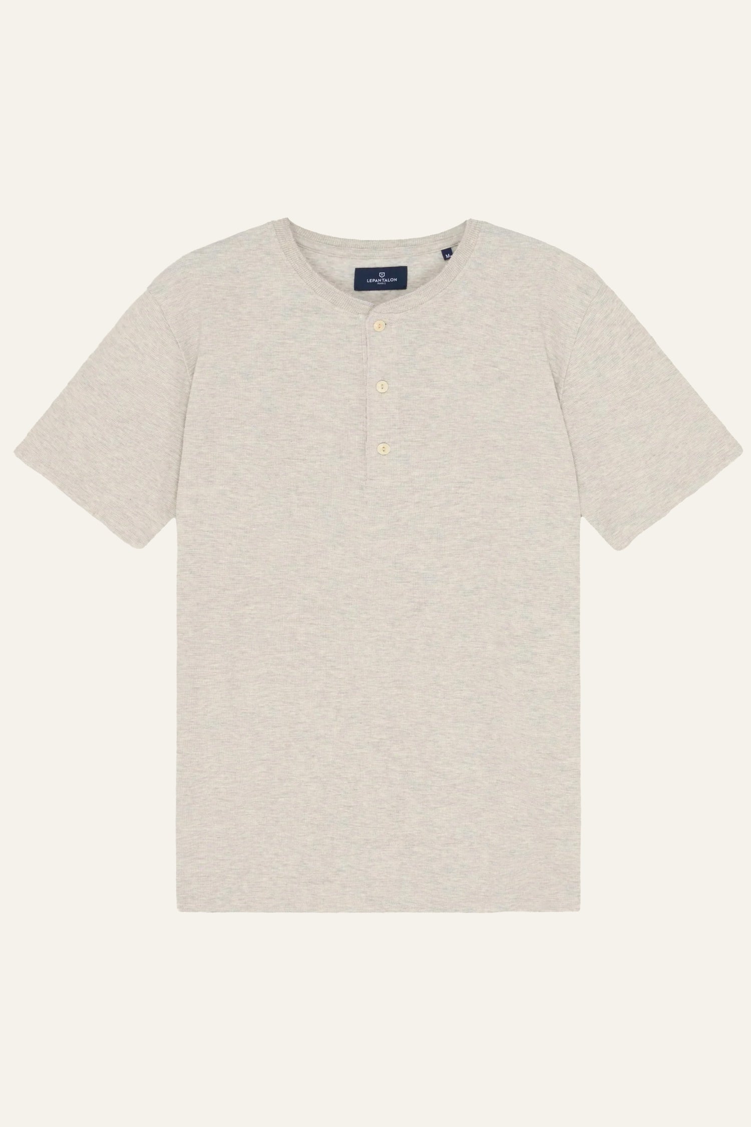 Tee-shirt henley gris chiné