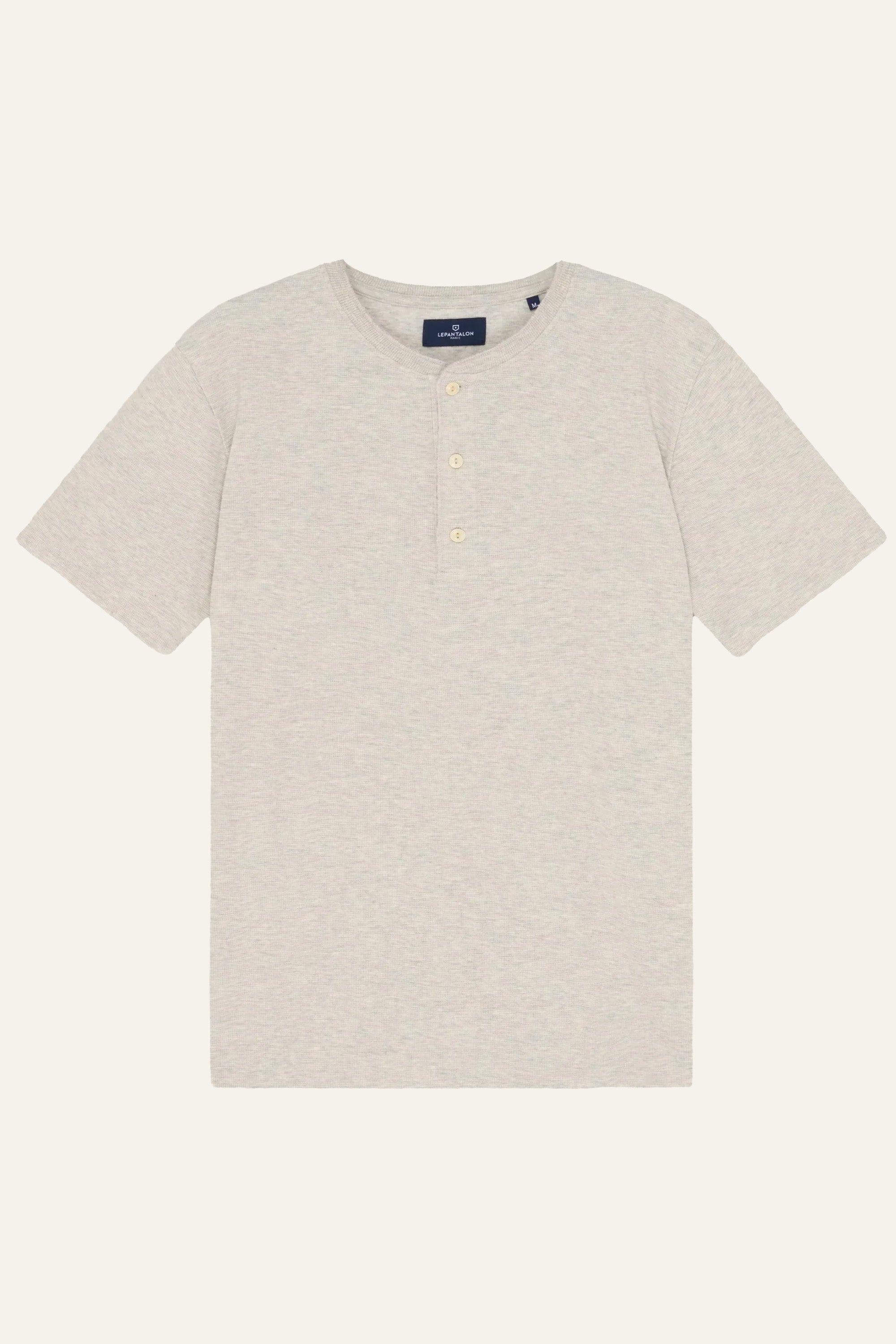 Tee-shirt henley gris chiné