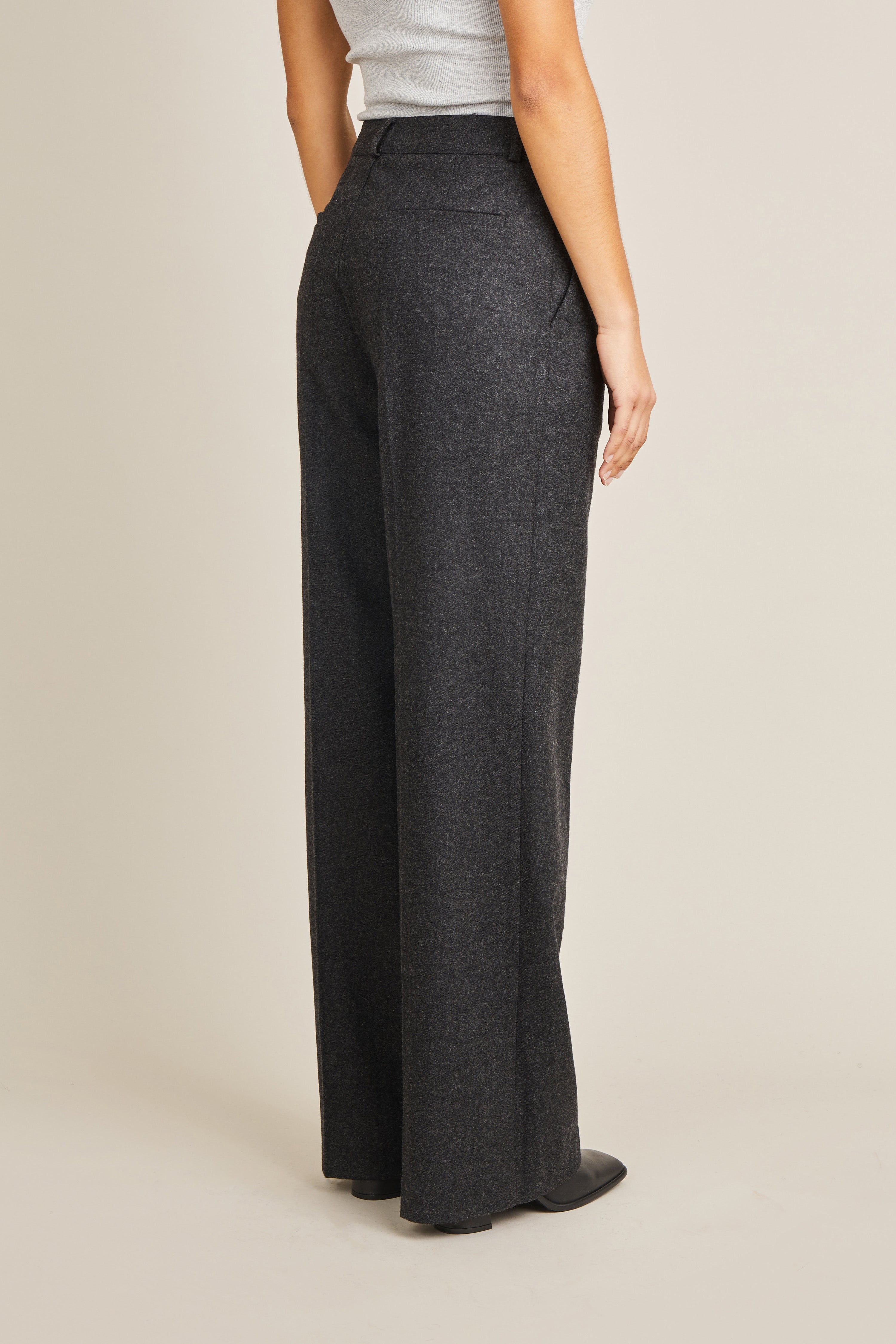 Flannel palazzo pants in charcoal grey