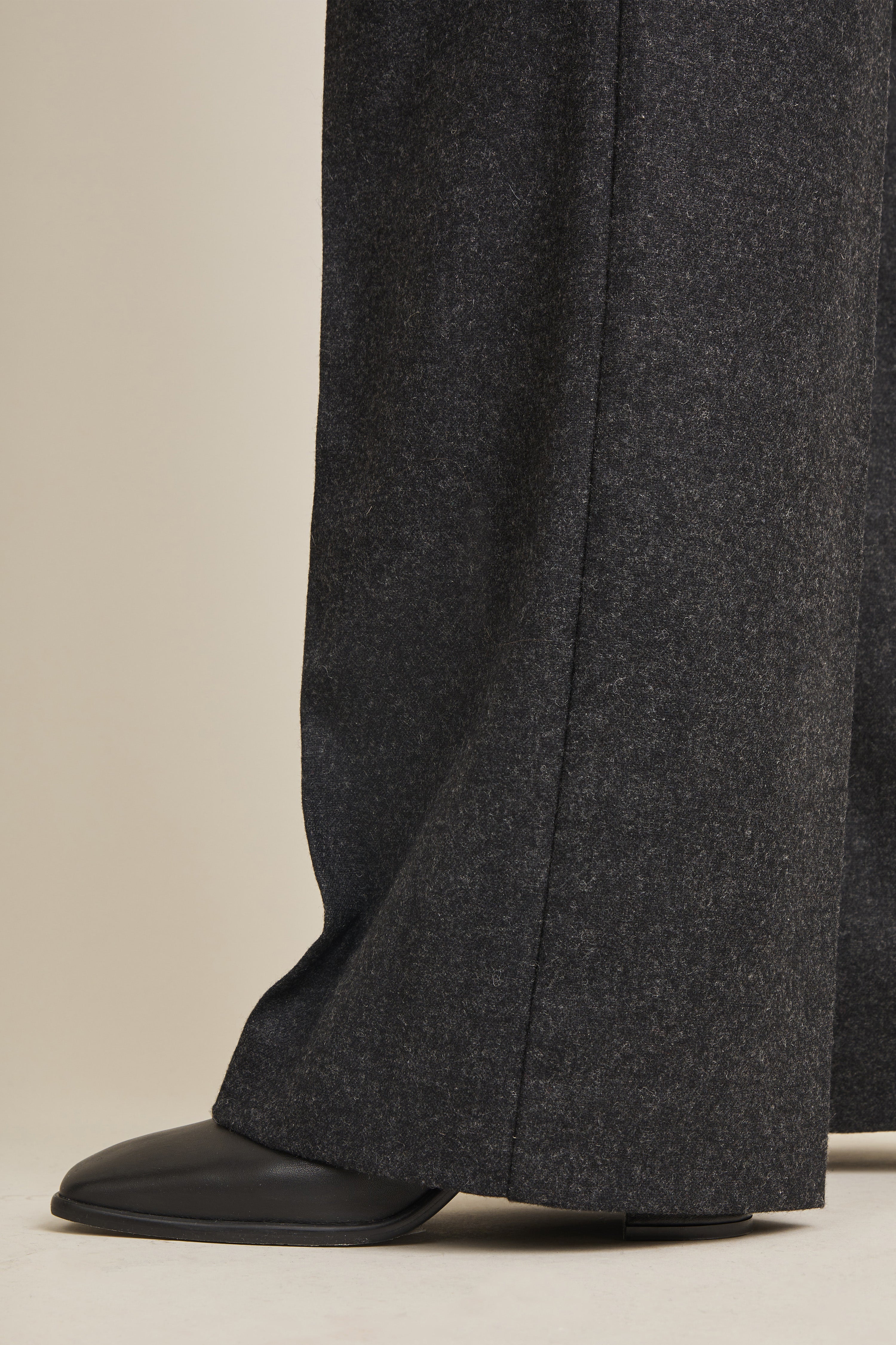 Flannel palazzo pants in charcoal grey