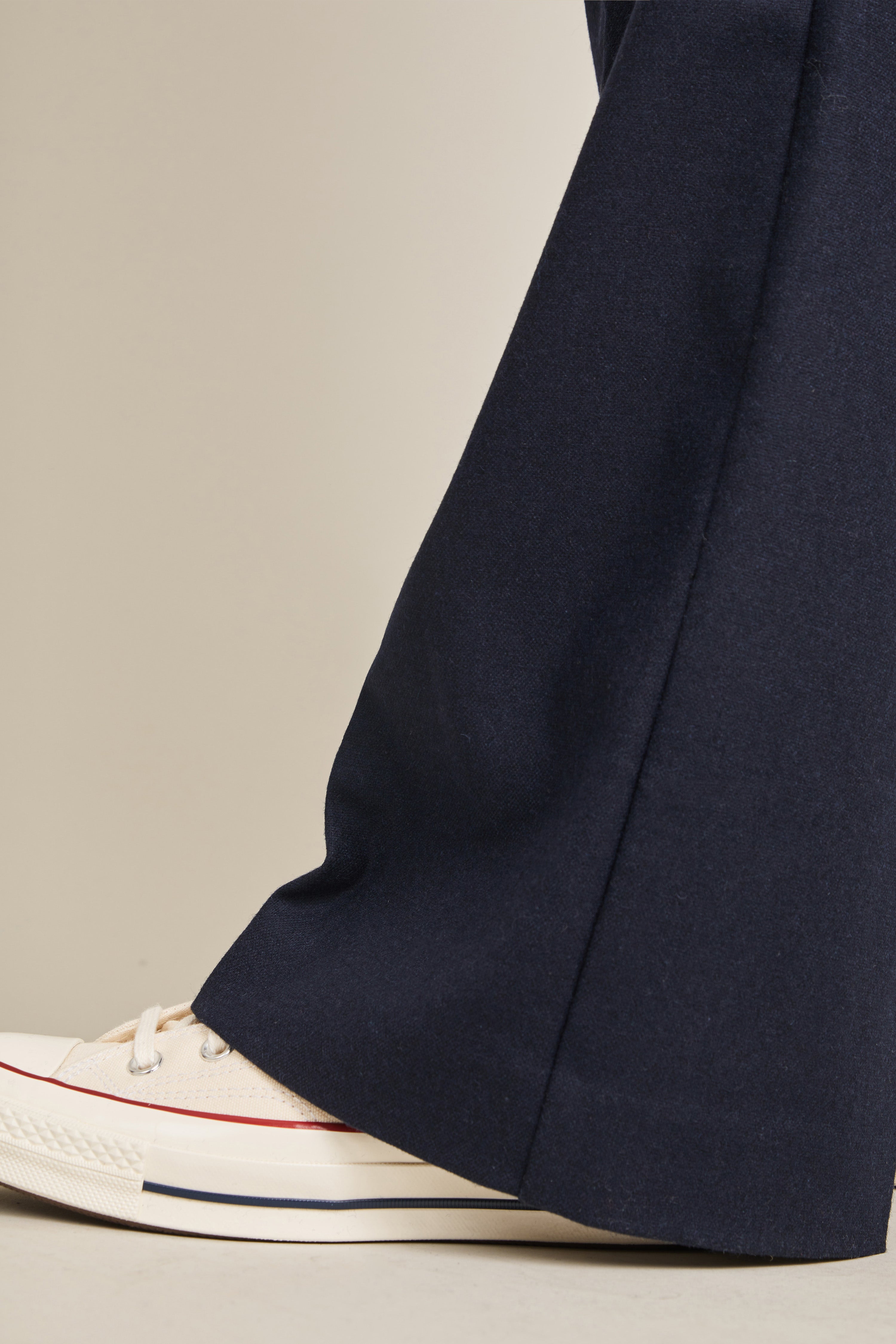 Flannel palazzo pants in navy blue