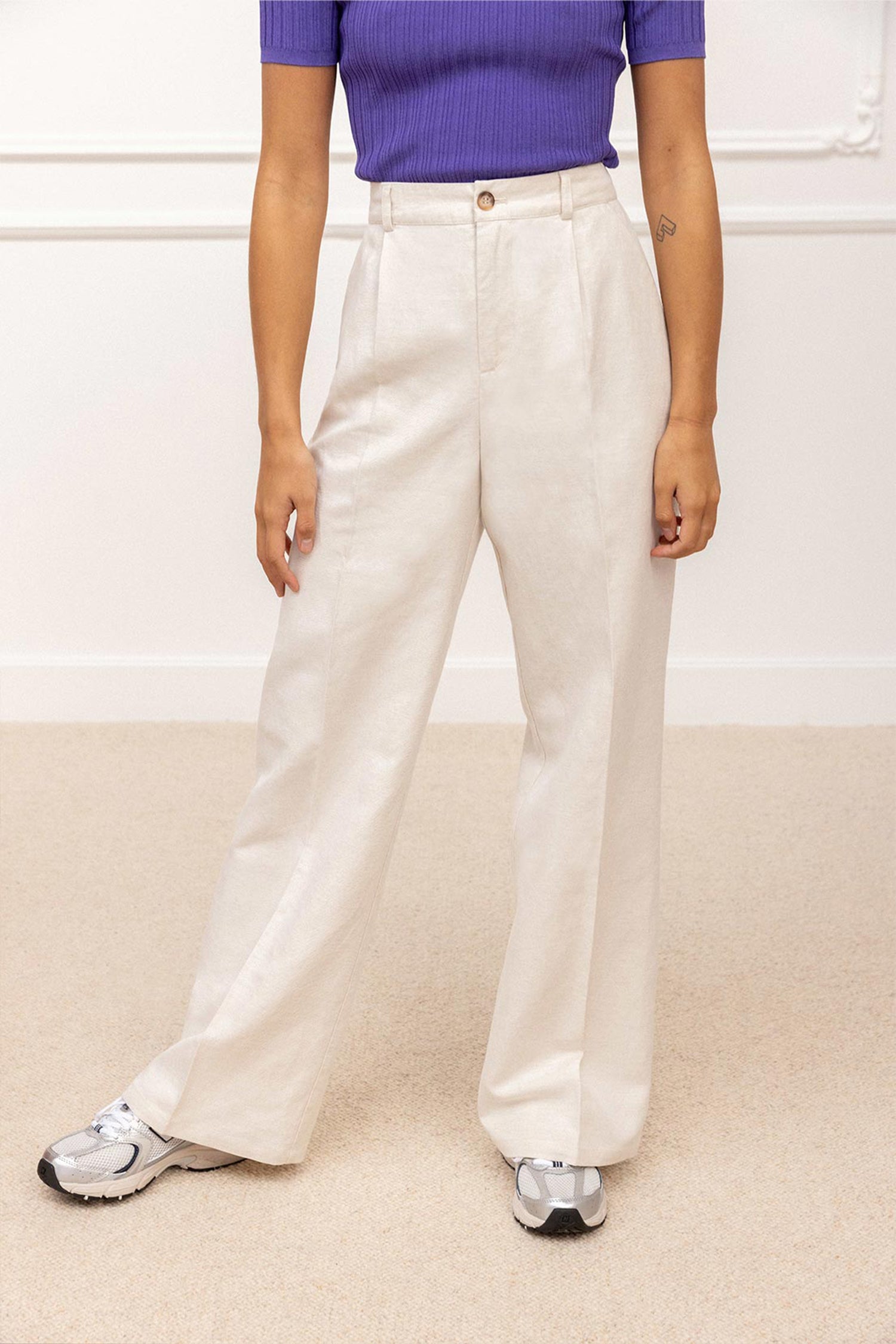 Pantalon palazzo léger écru