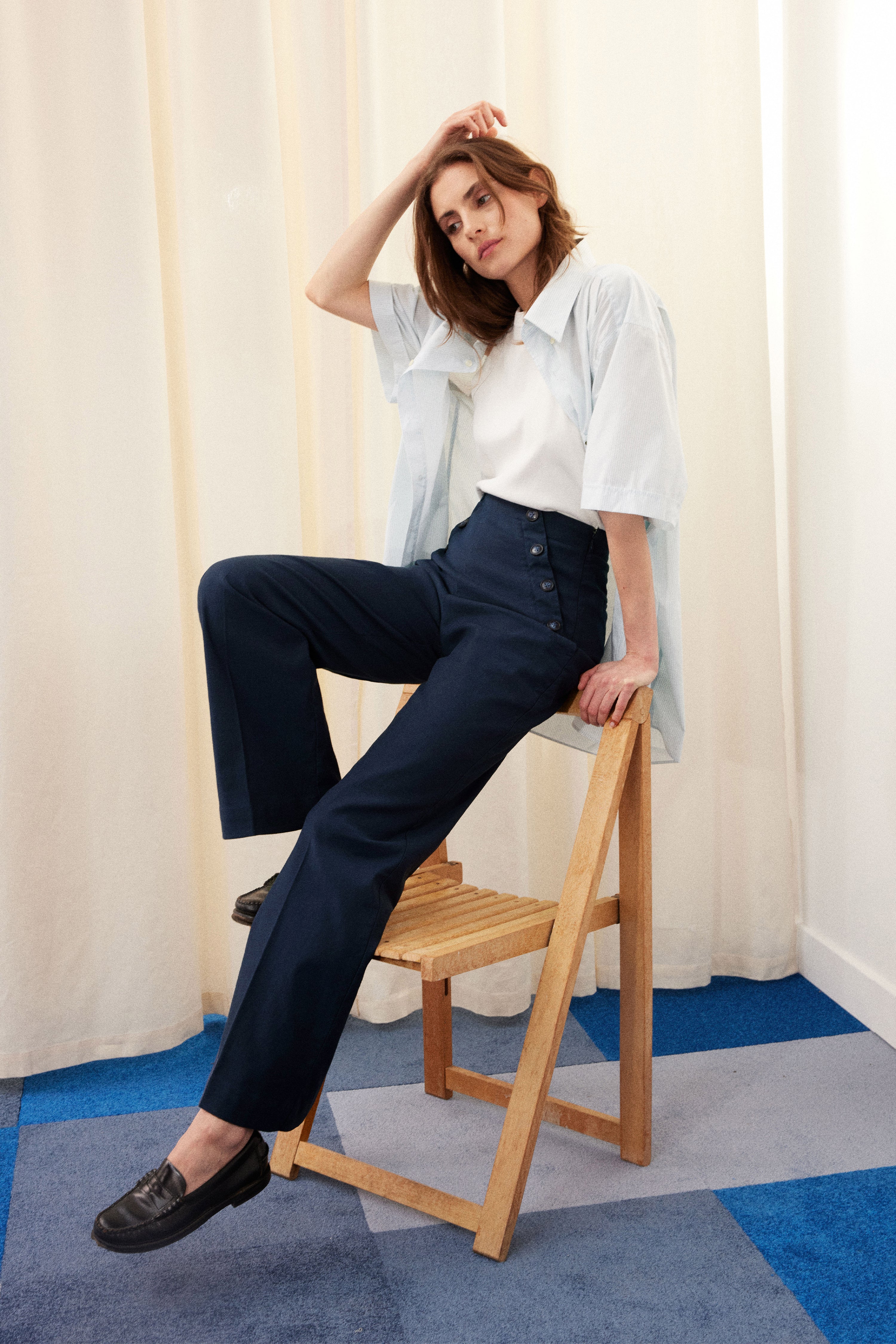Pantalon à pont bleu marine