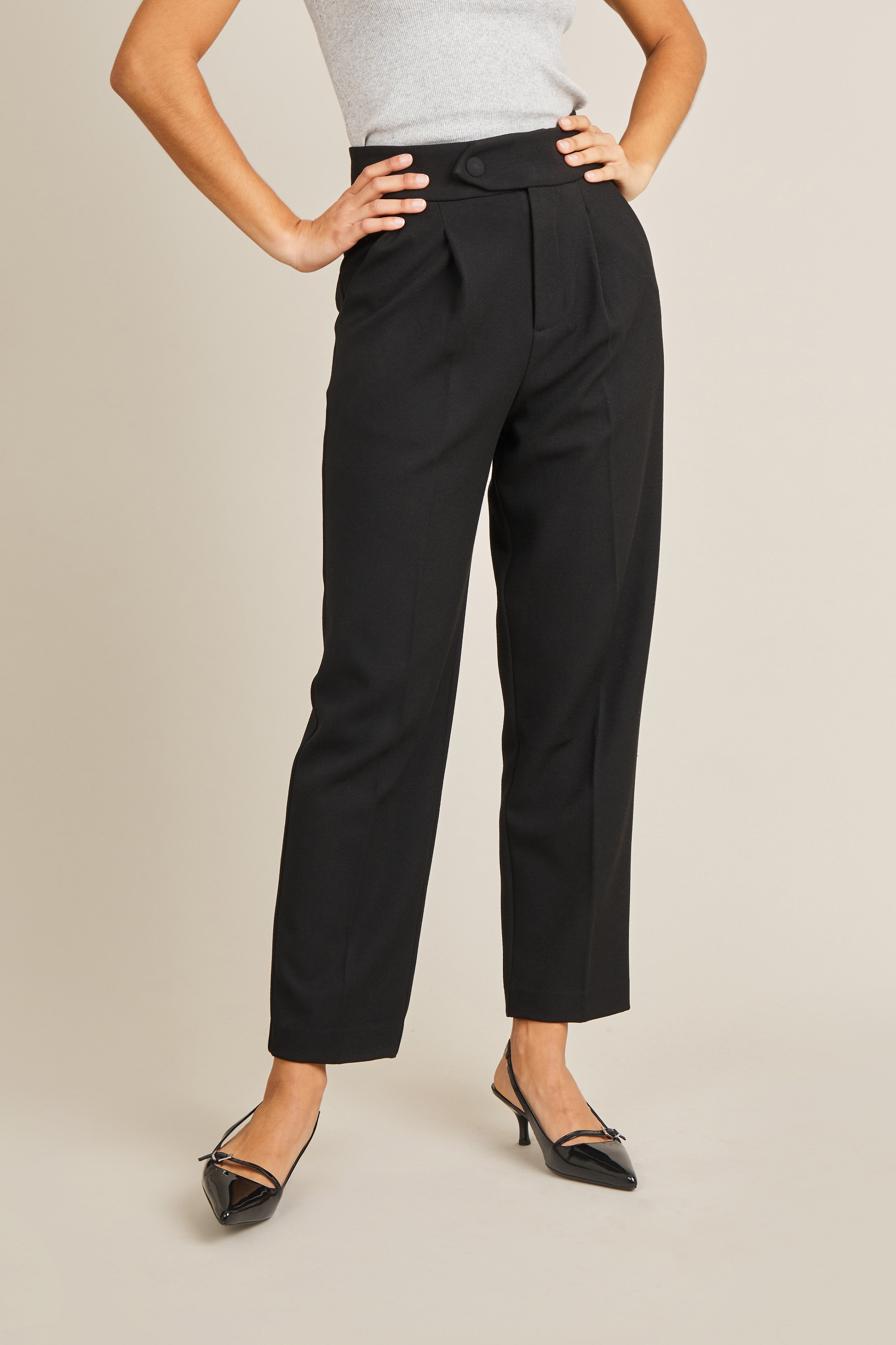 Black crêpe tailored pants