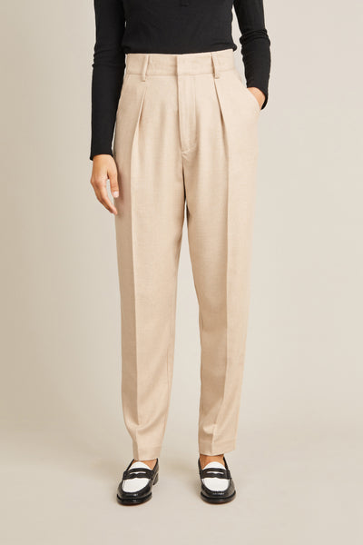 Flannel tailored pants in beige