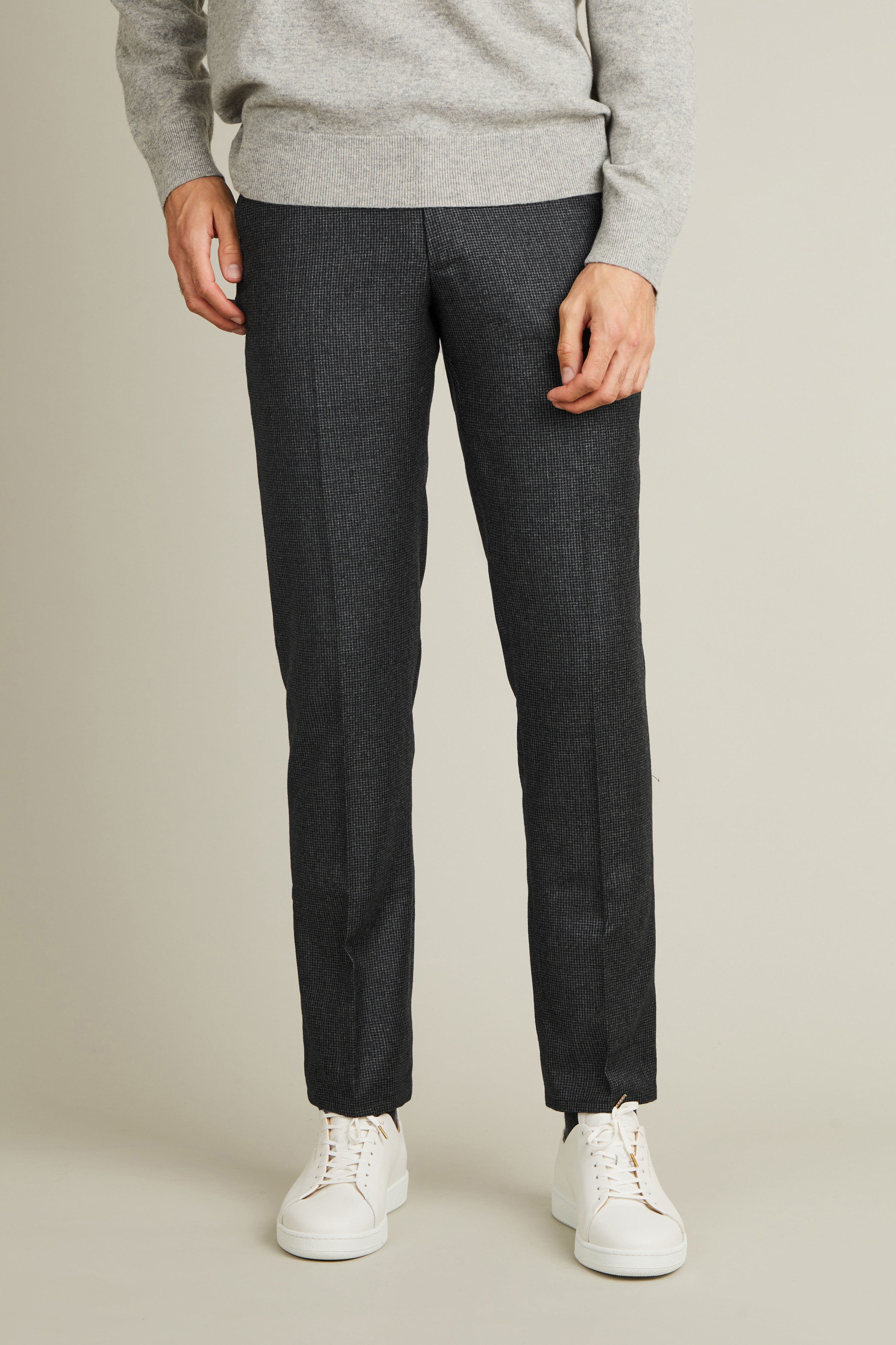 Grey flannel houndstooth pants