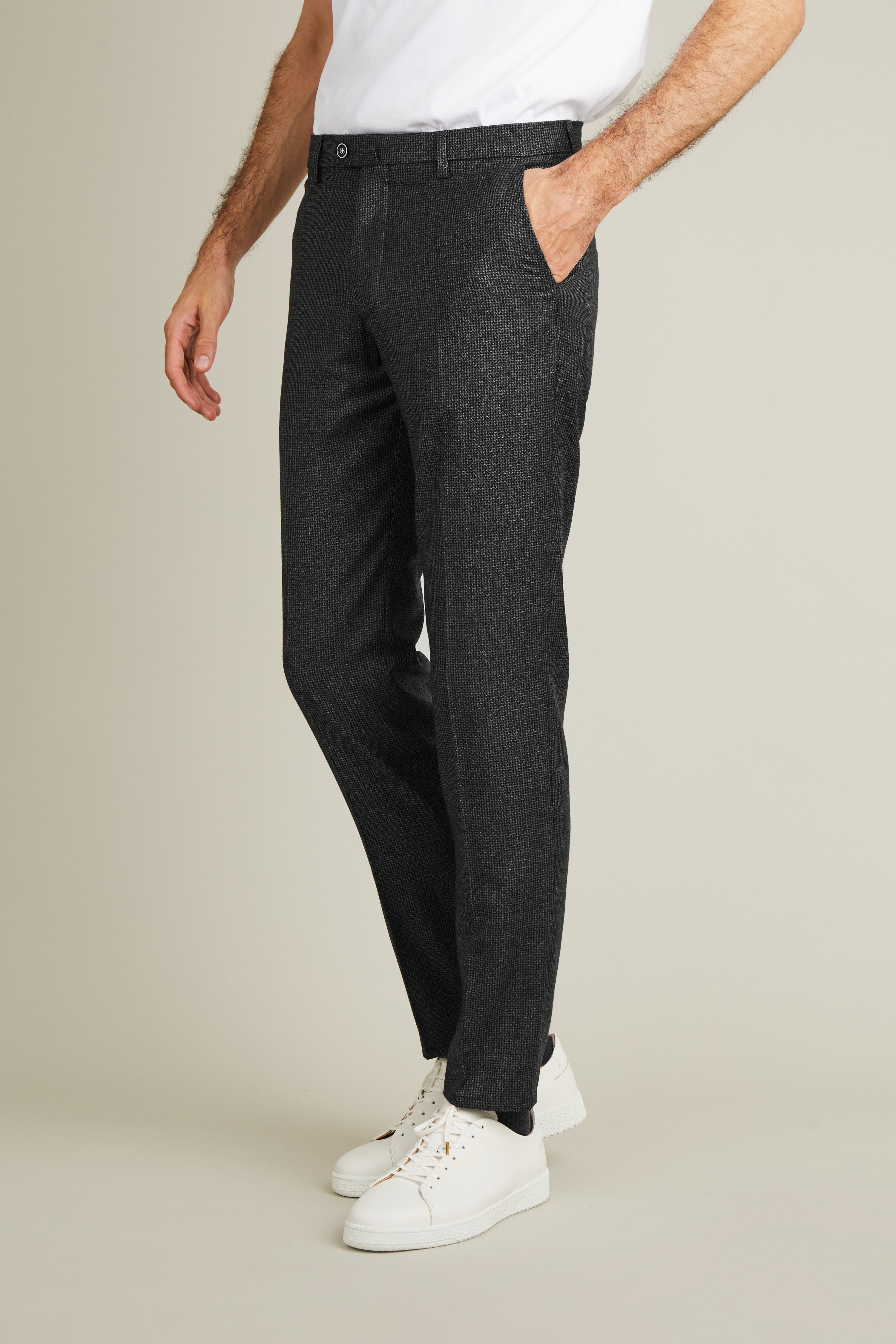 Grey flannel houndstooth pants