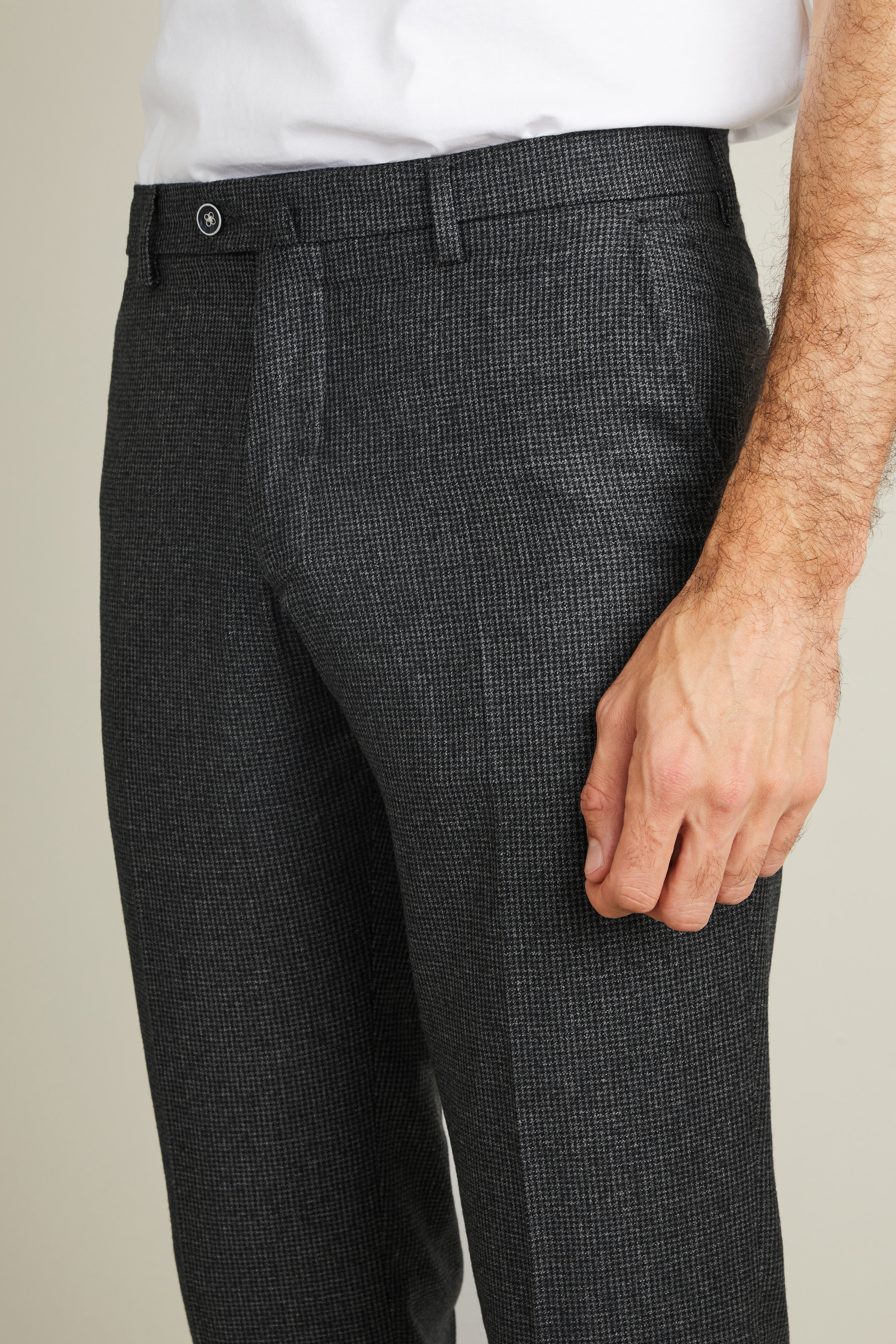 Grey flannel houndstooth pants