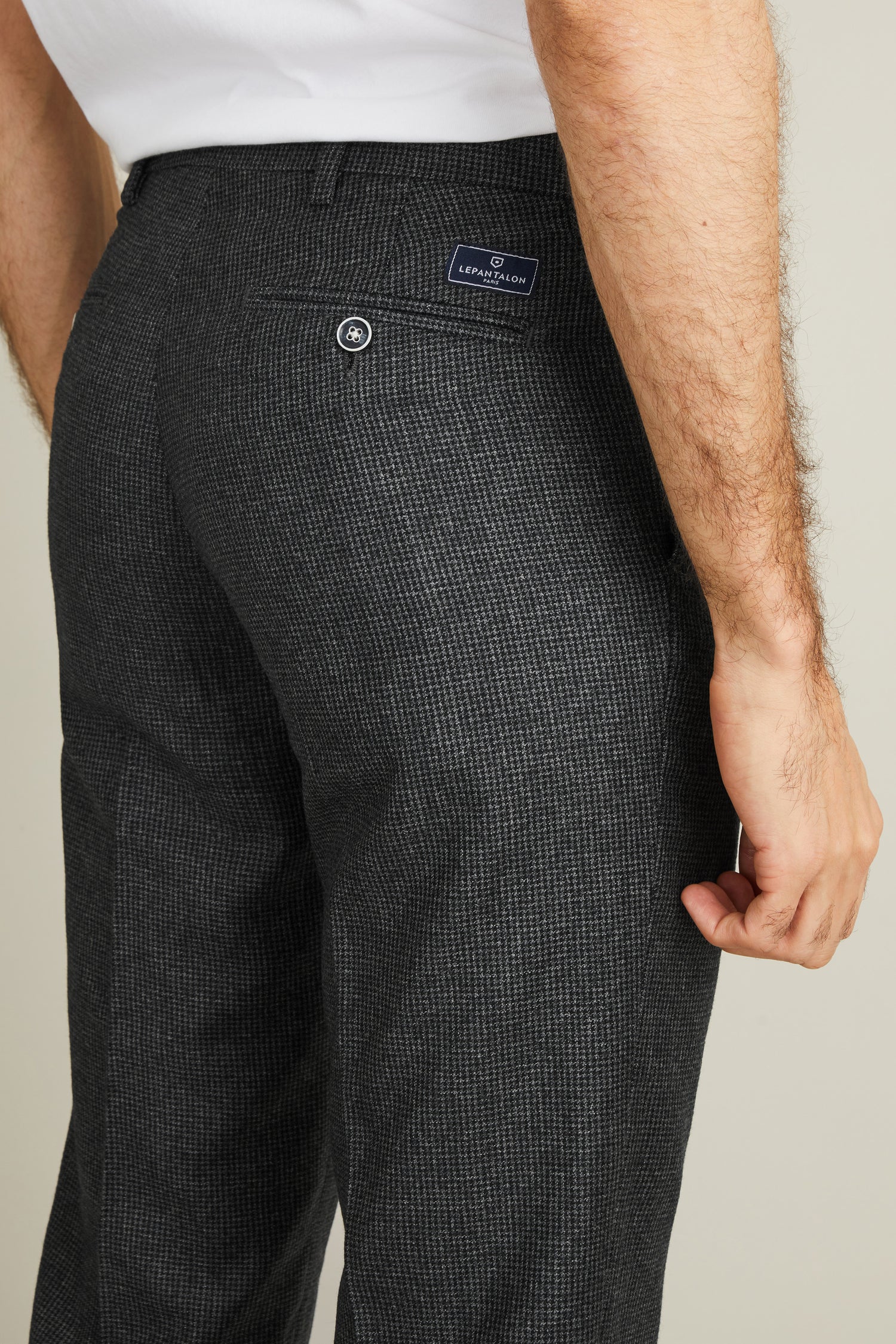 Pantalon flanelle pied de puce gris