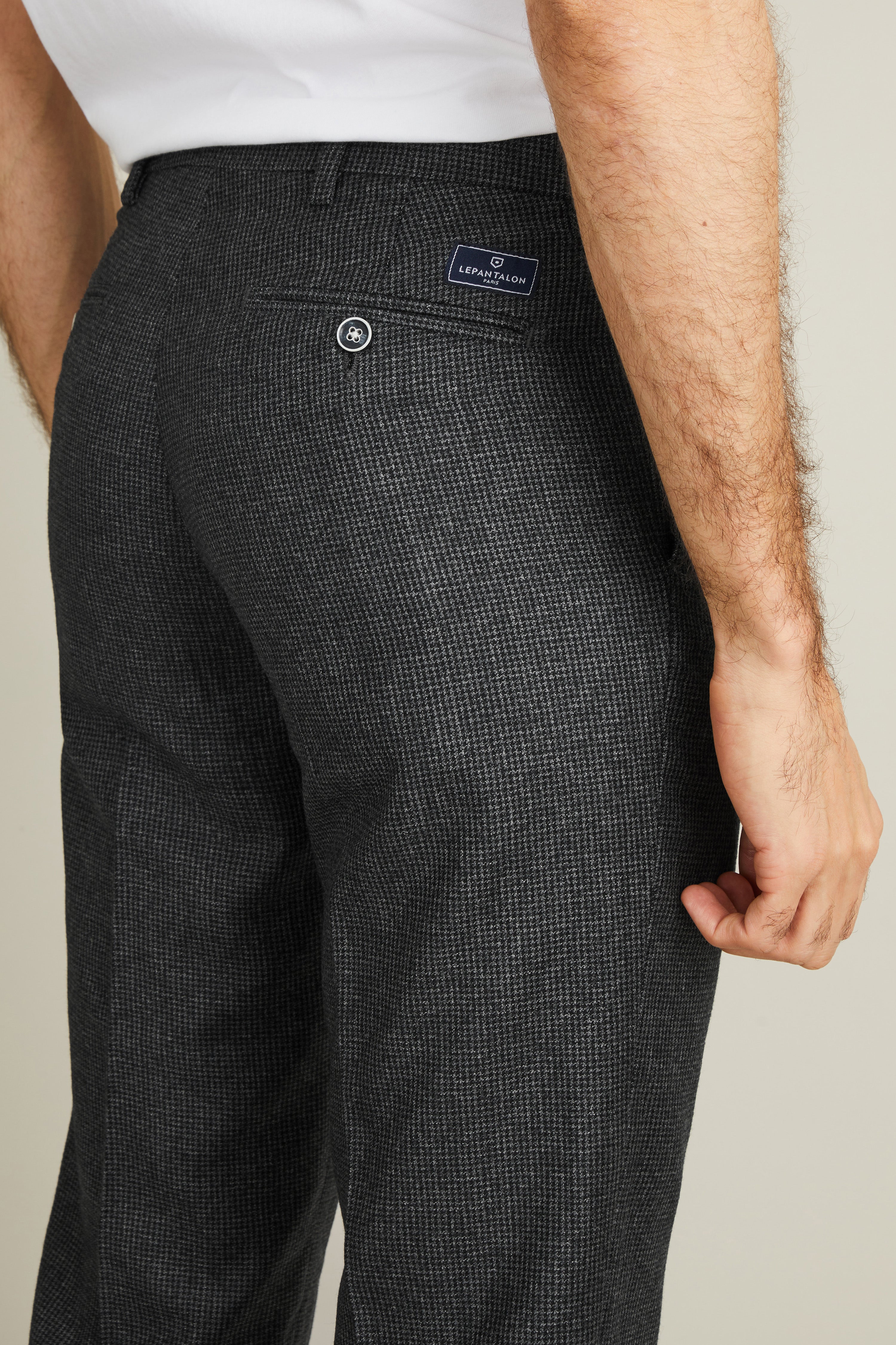 Grey flannel houndstooth pants