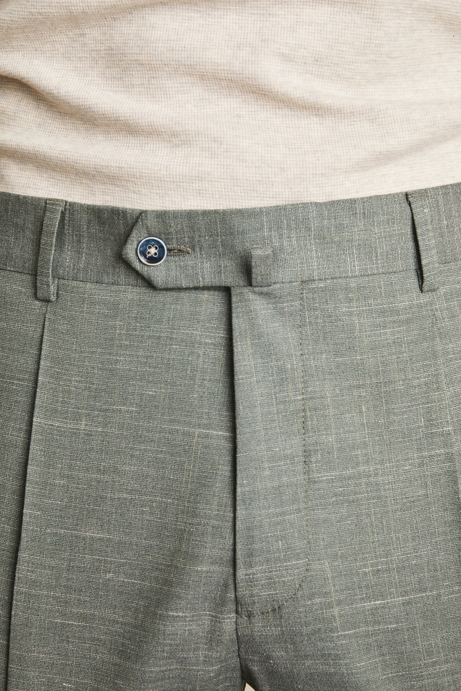 Wool-linen-silk pants in green